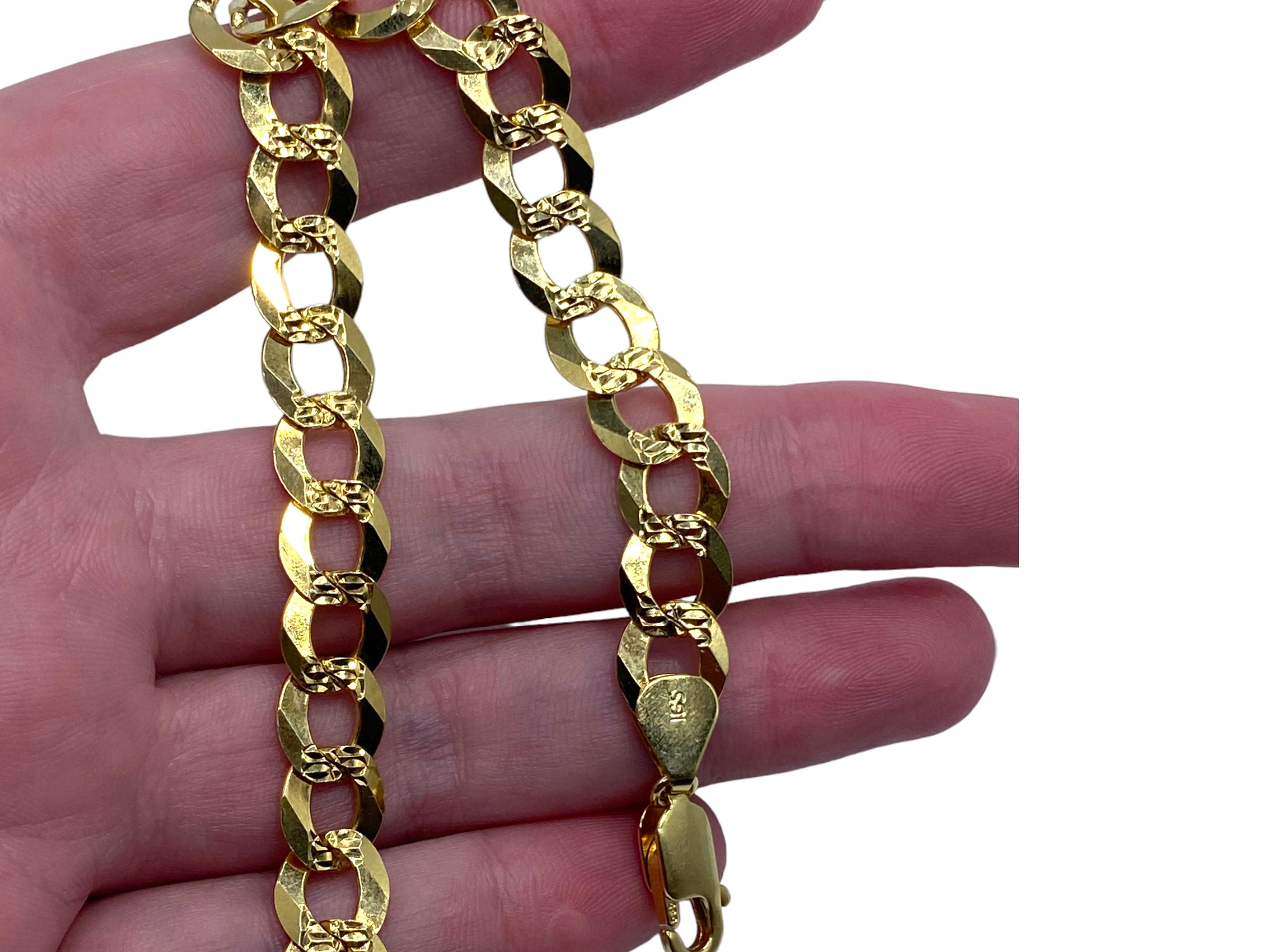 14k Flattened Curb Charm Bracelet
