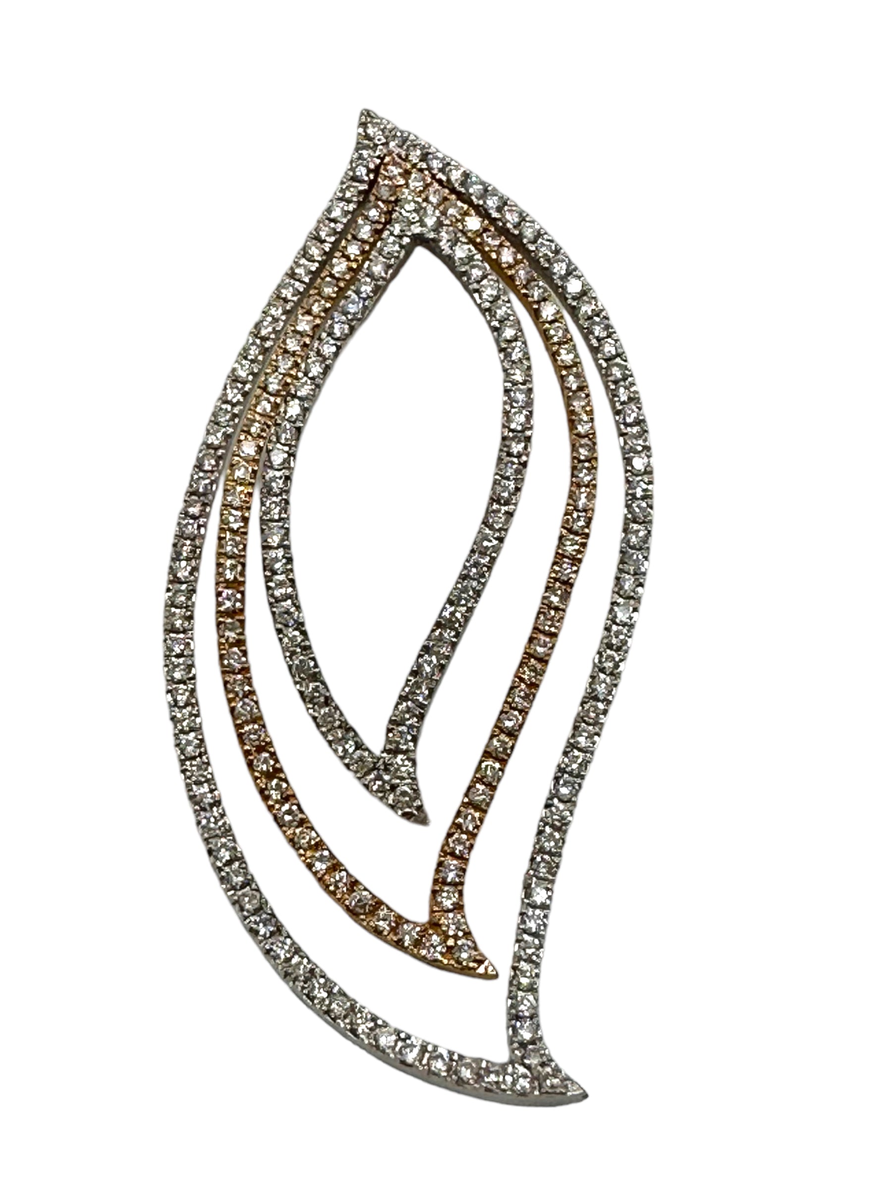 18k Two-tone Wavy Diamond Pendant