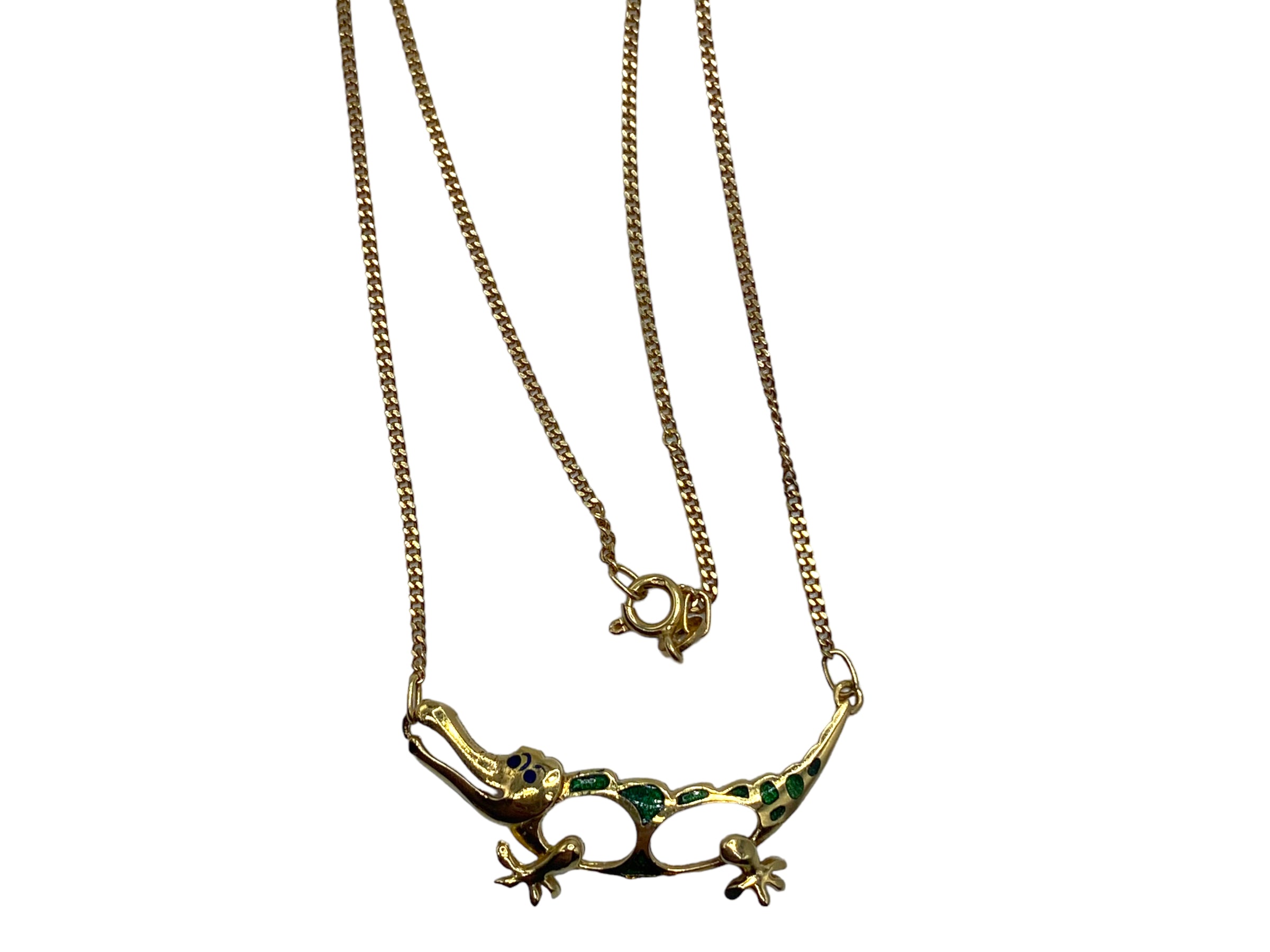 18k Enamel Alligator Necklace