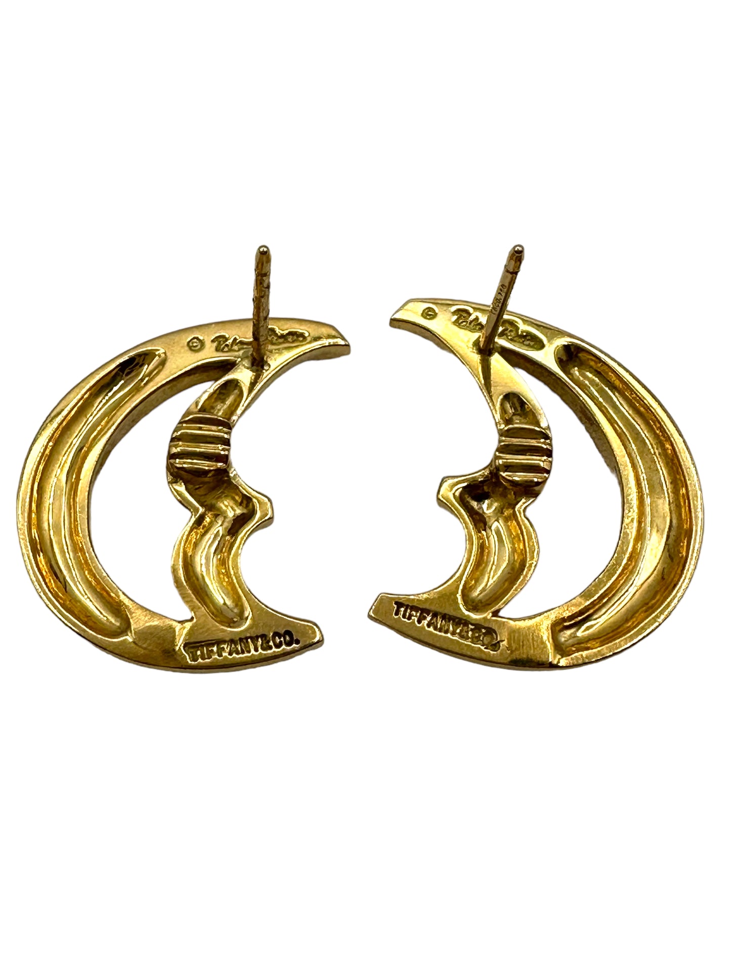 18k Tiffany Crescent Moon Earrings