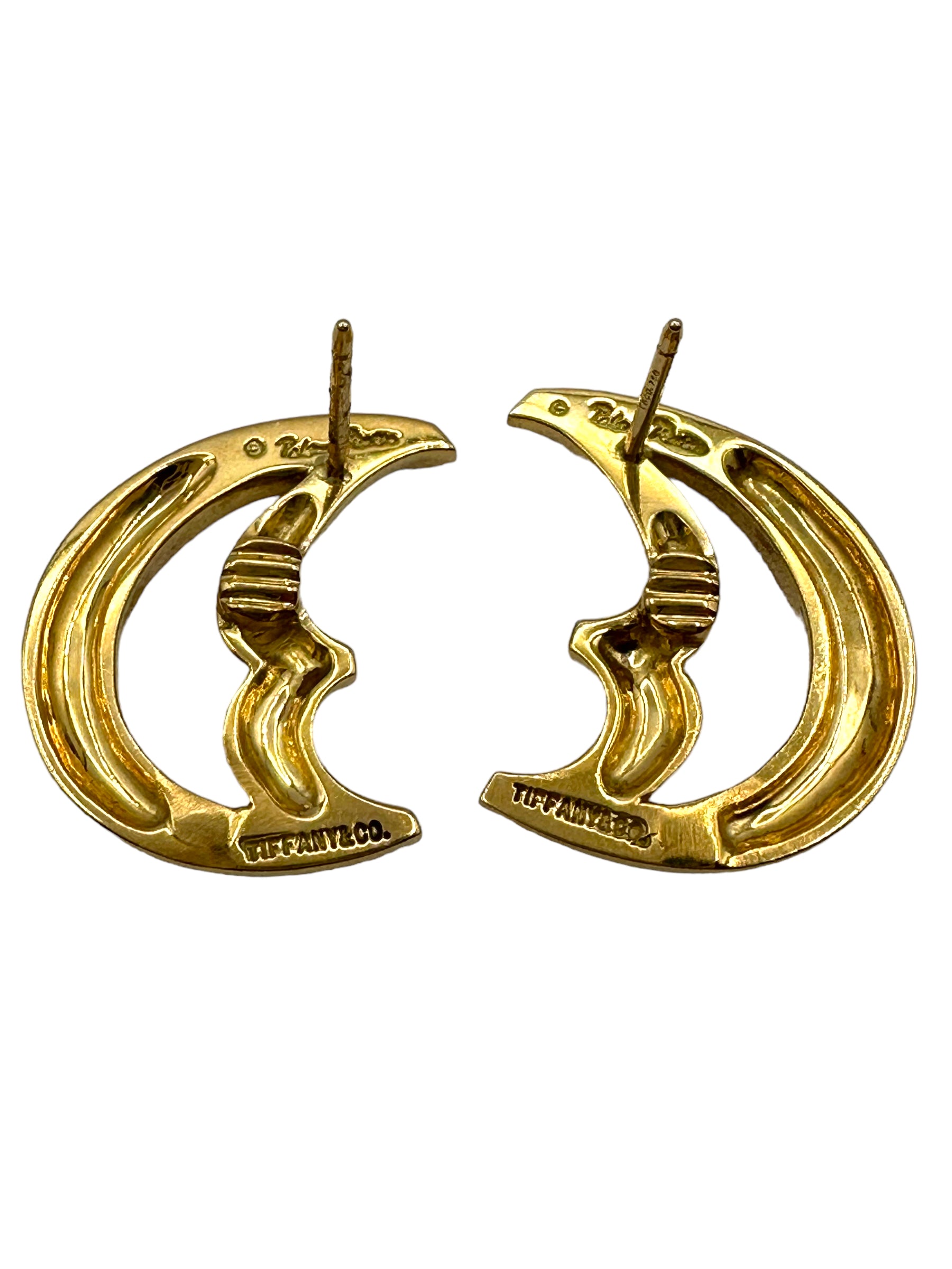 18k Tiffany Crescent Moon Earrings