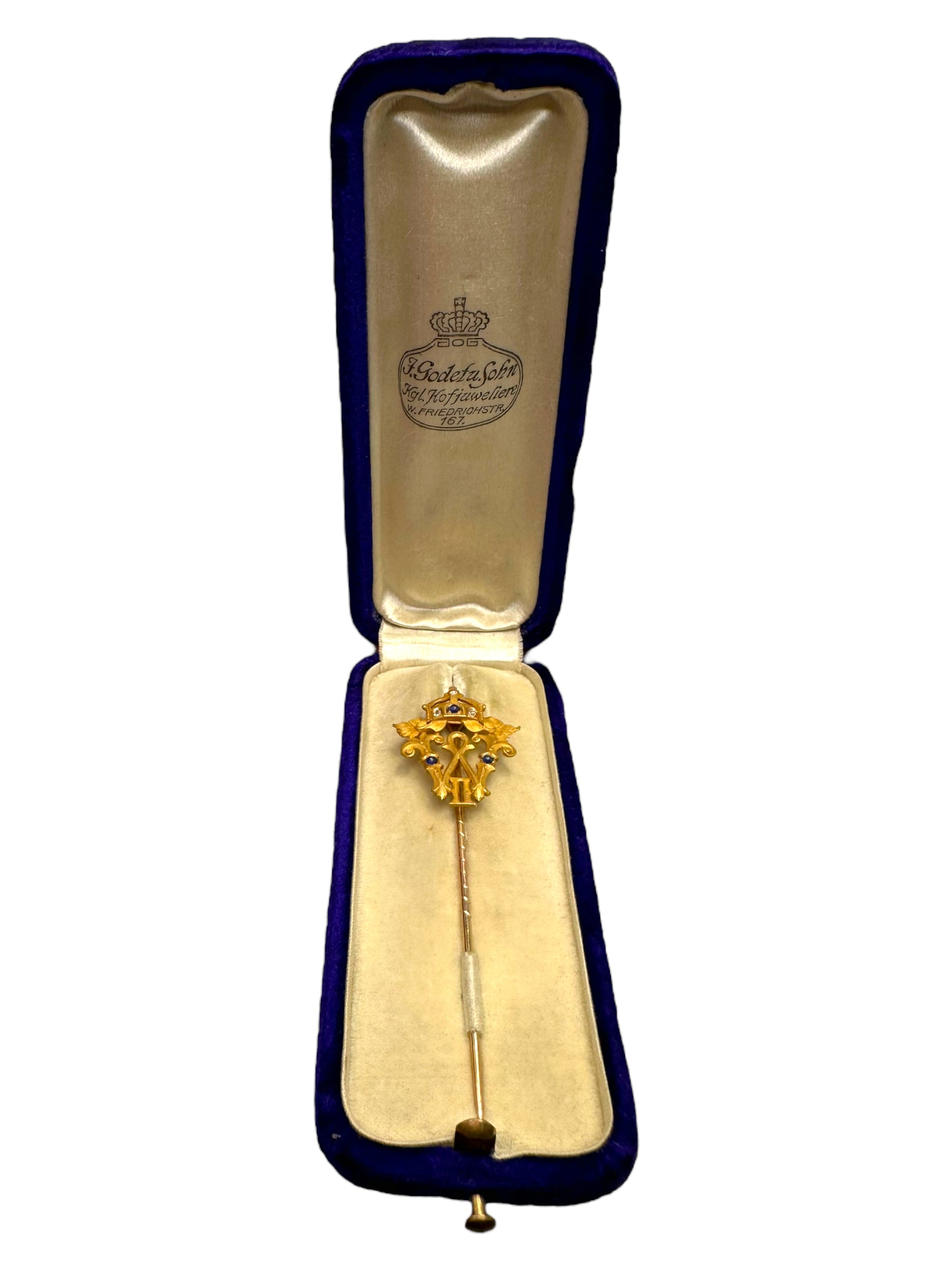 14k Sapphire Diamond German Stickpin