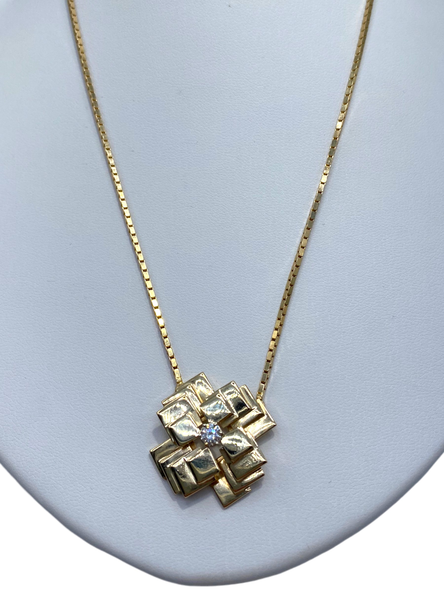 14k Geometric Pendant Necklace