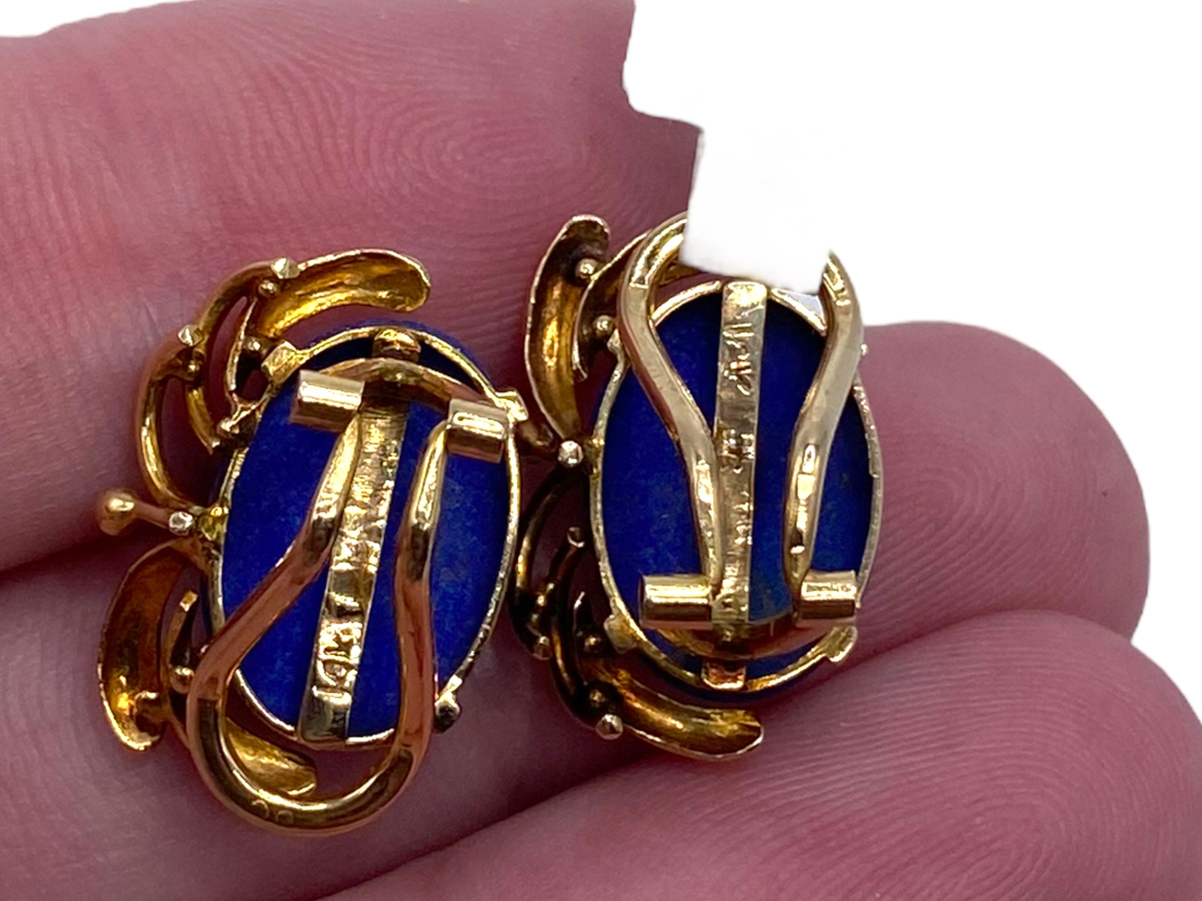 14k Lapis Earclips