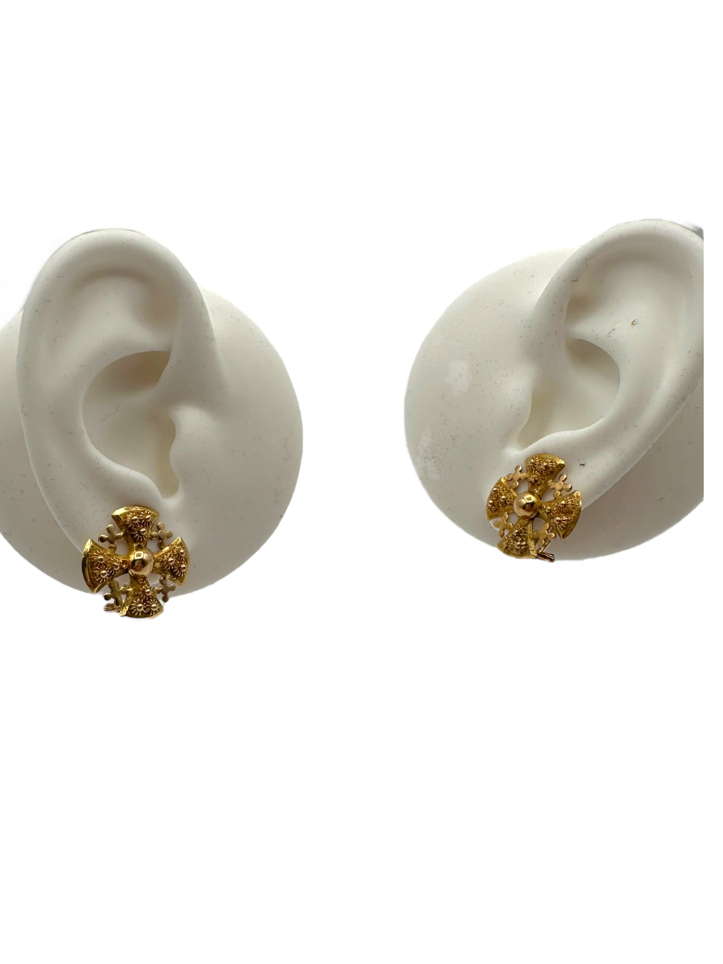 18k Clip-on Cross Earrings
