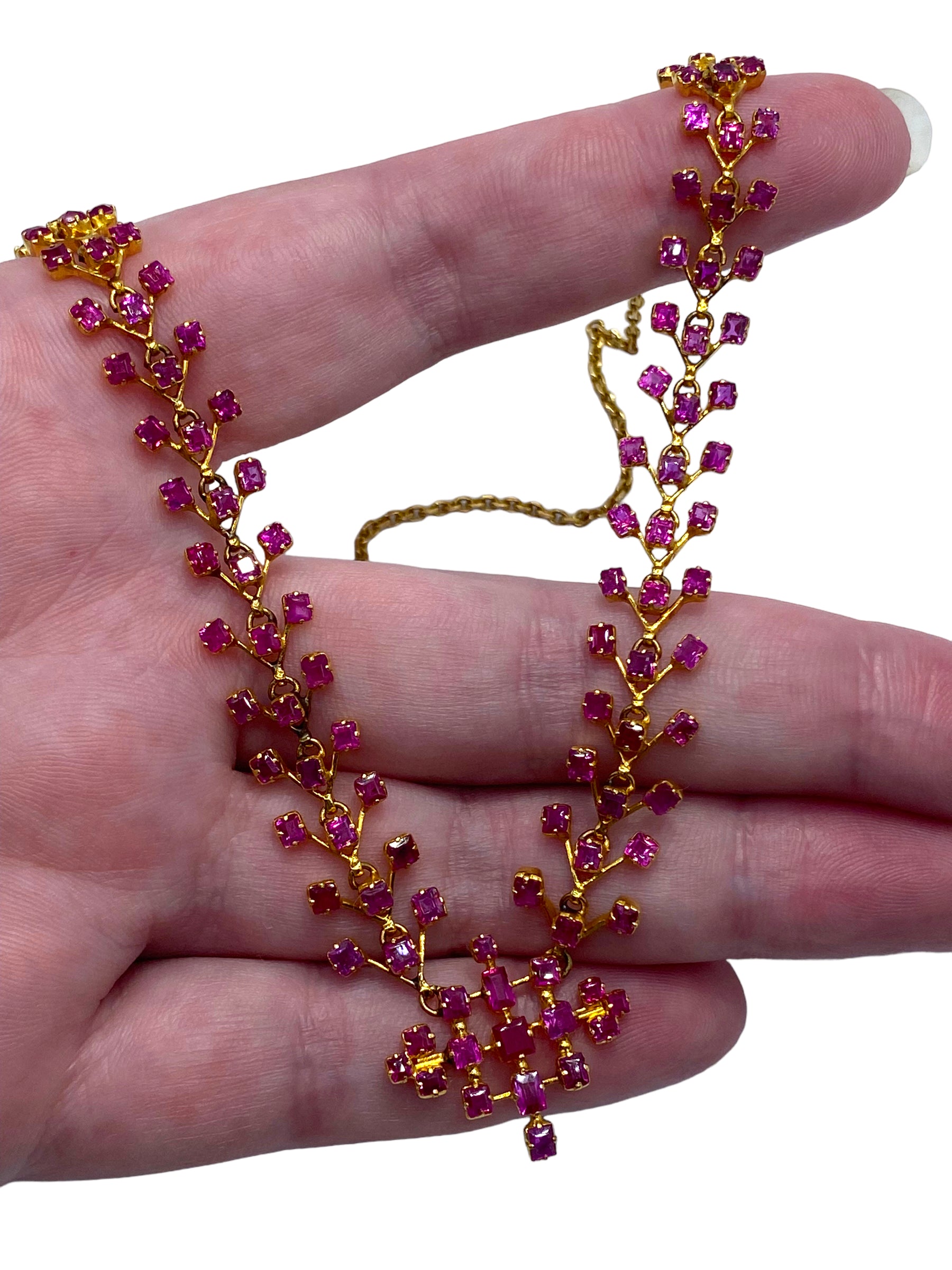21k Ruby Geometric Necklace