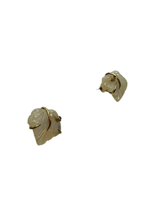 14k MOP Diamond Leaf Earrings