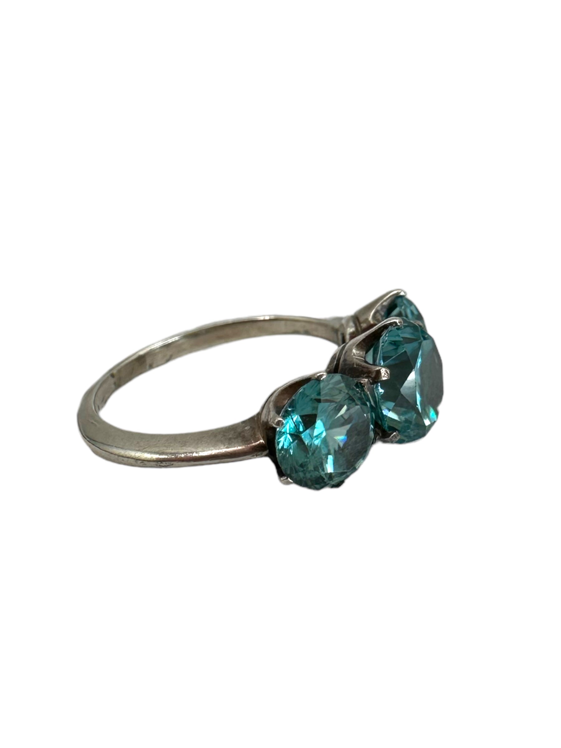 Silver Blue Zircon Ring