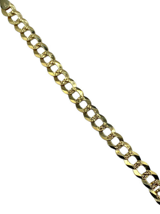 14k Flattened Curb Charm Bracelet