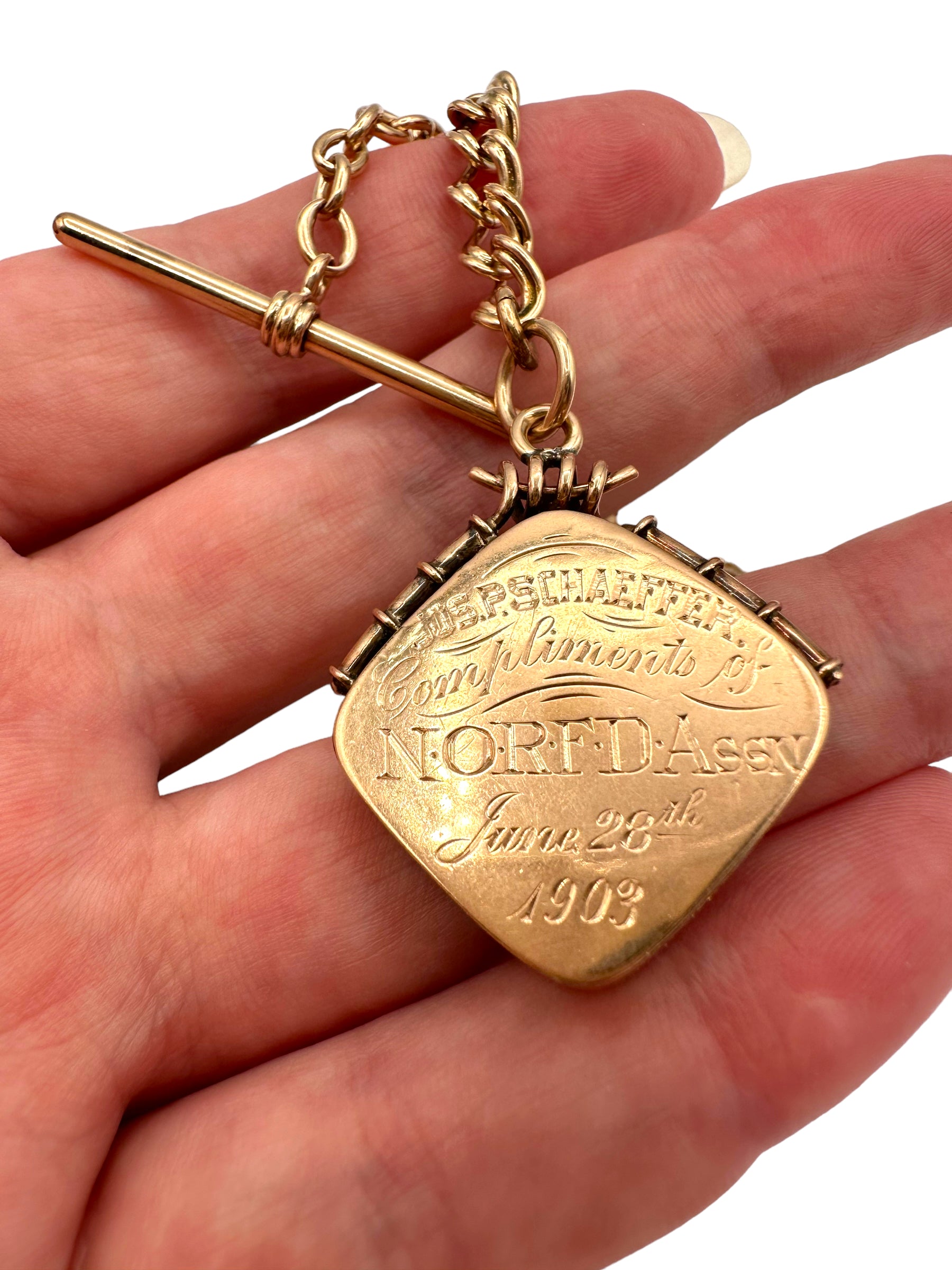 10k Watch Chain Diamond Fob Locket