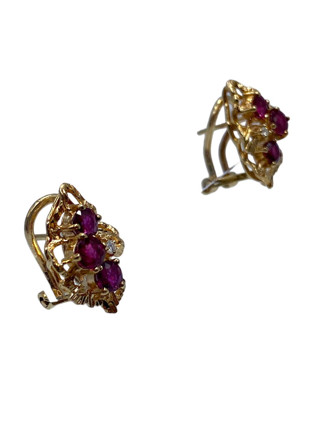14k Ruby Diamond Earrings