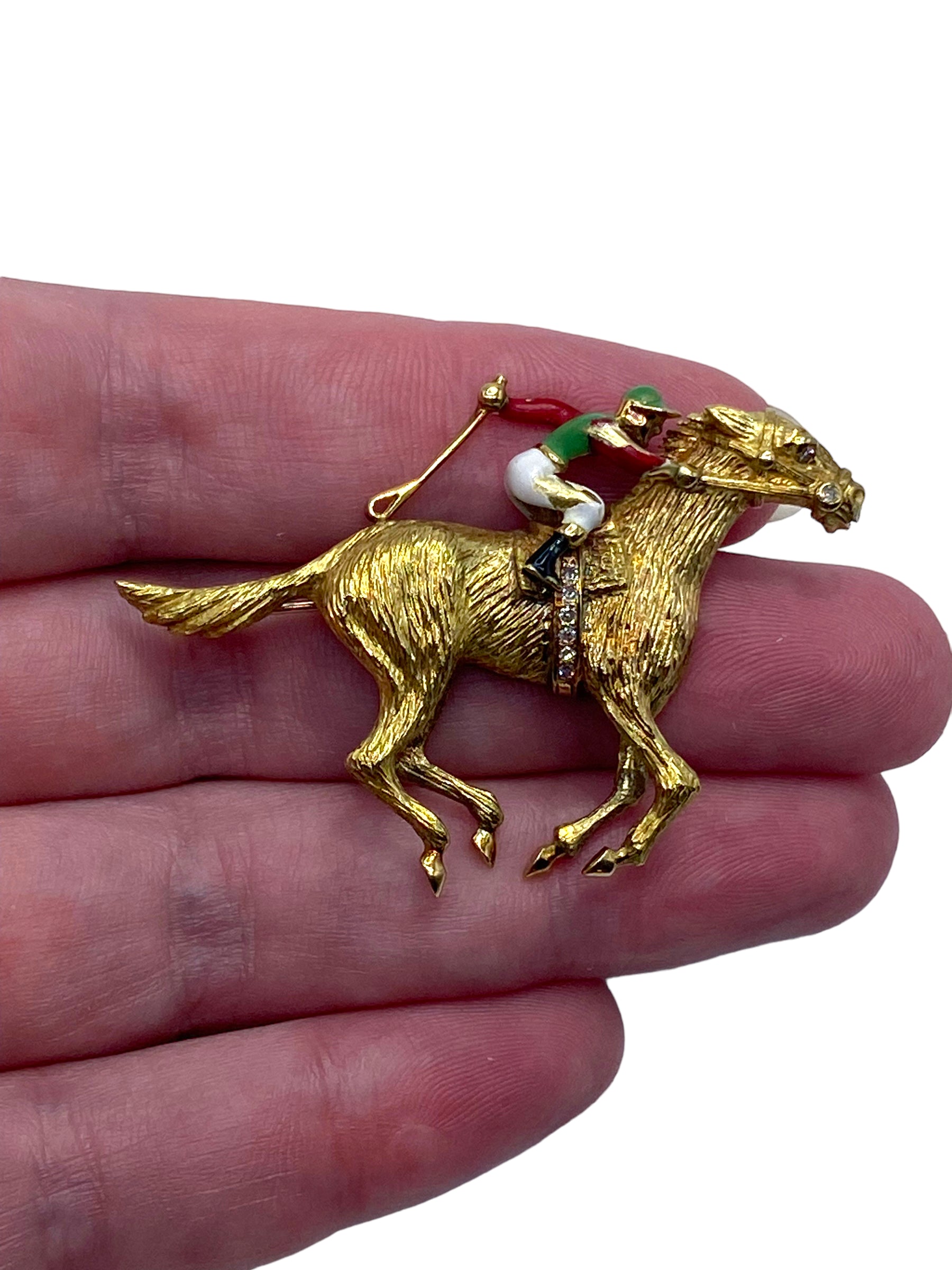 18k Cartier Jockey Racehorse Brooch