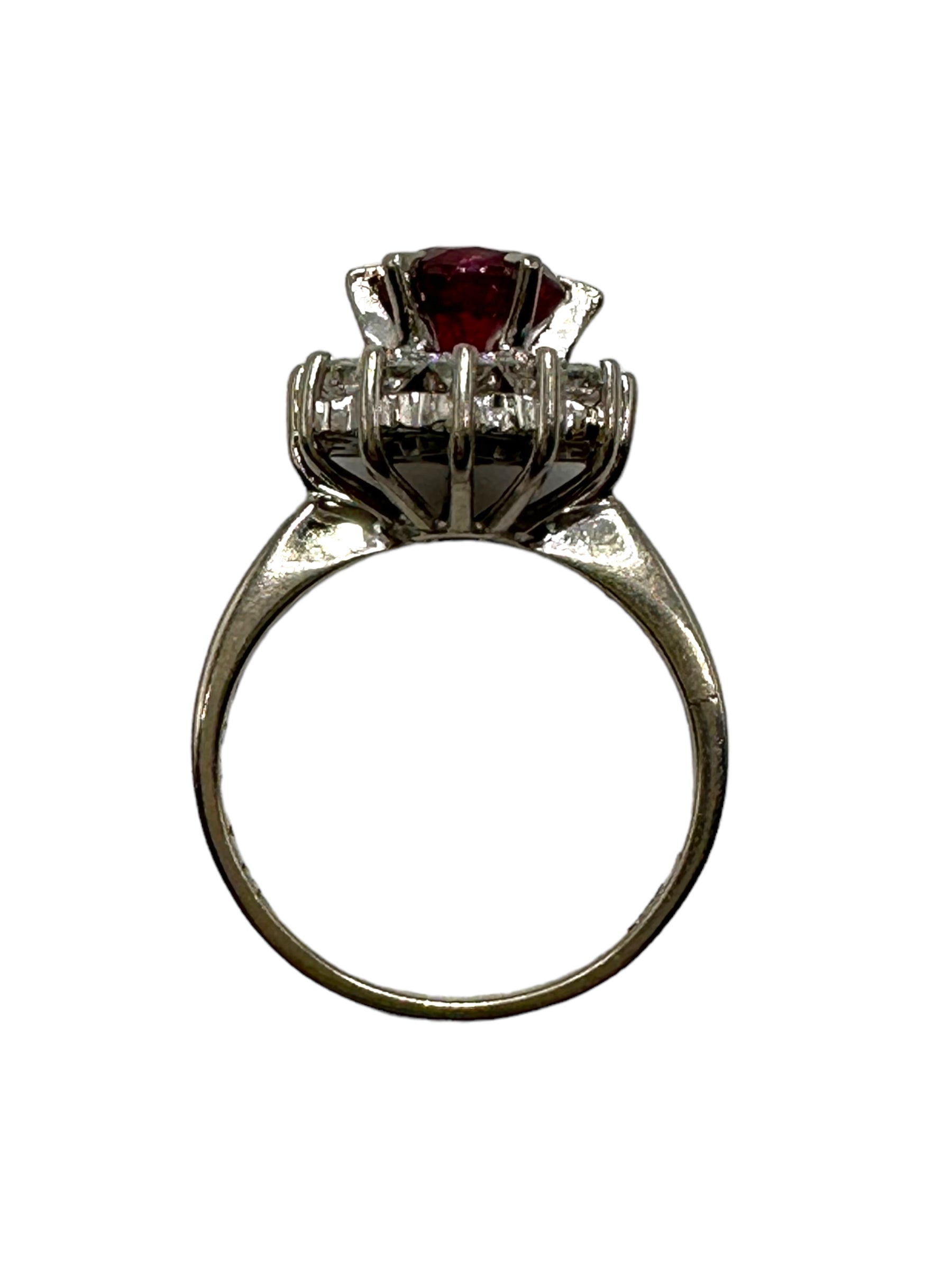 18k Ruby Diamond Halo Ring