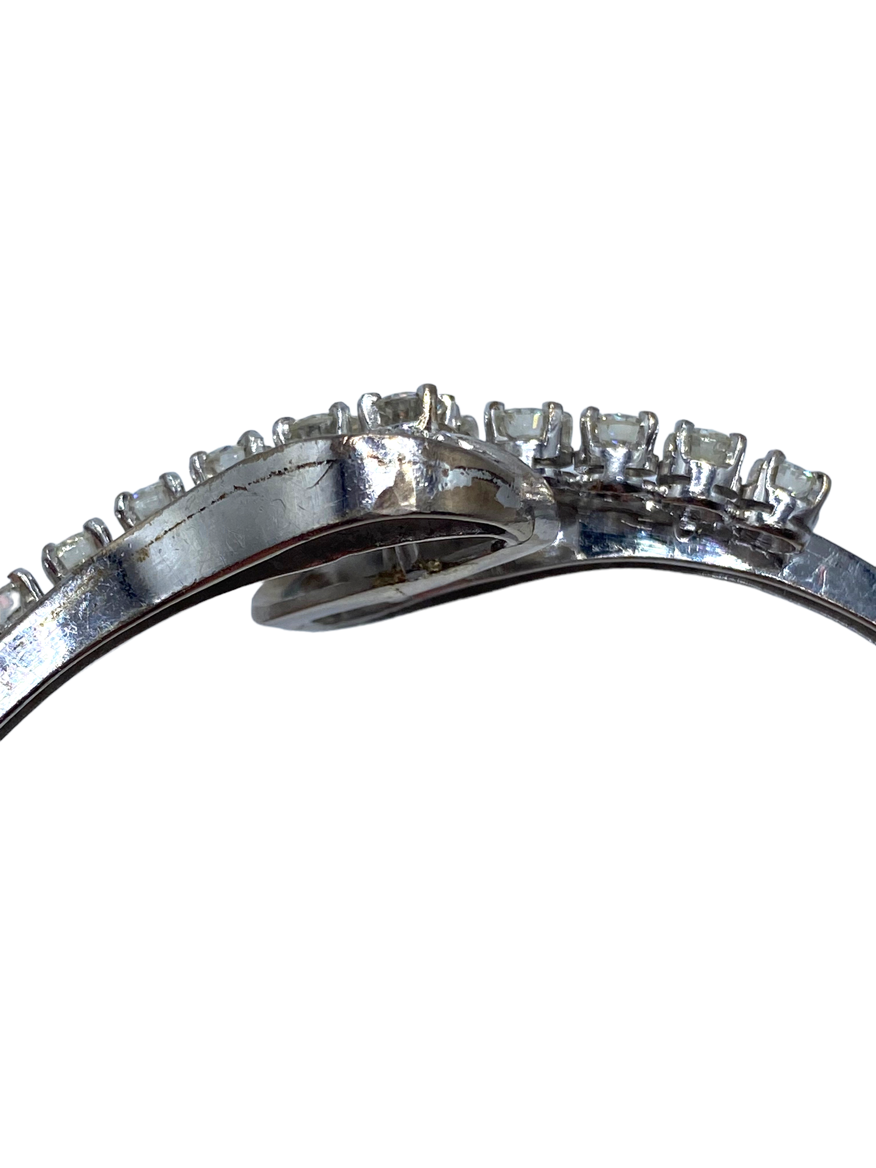 Silver Palladium Diamond Bangle Bracelet