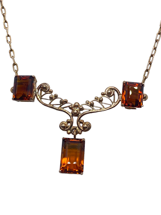 14k Rosy Gold Citrine Necklace