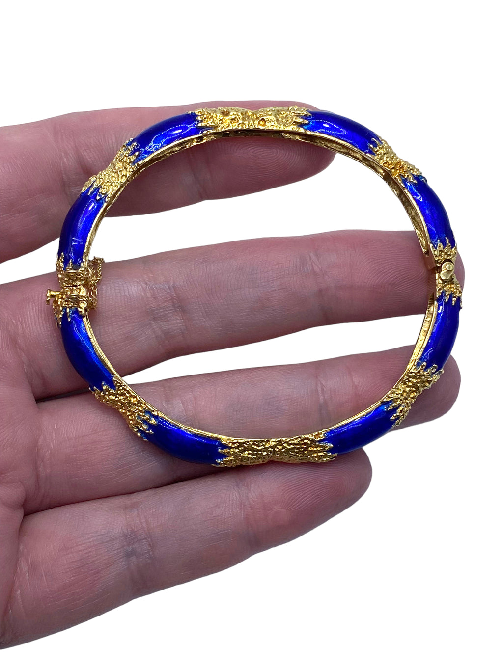 14k Blue Enamel Bangle Bracelet