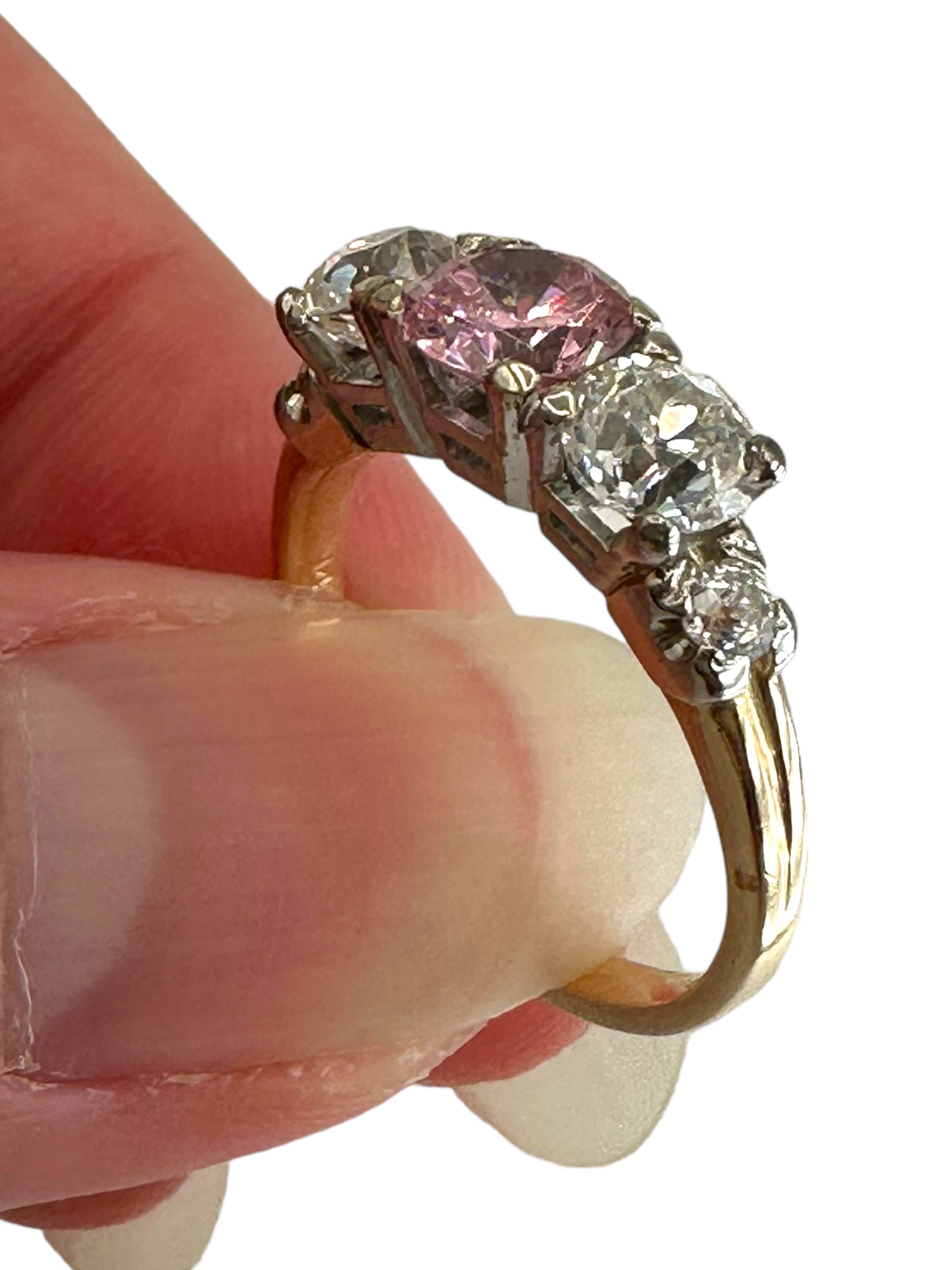 14k Diamond Pink Zircon Ring