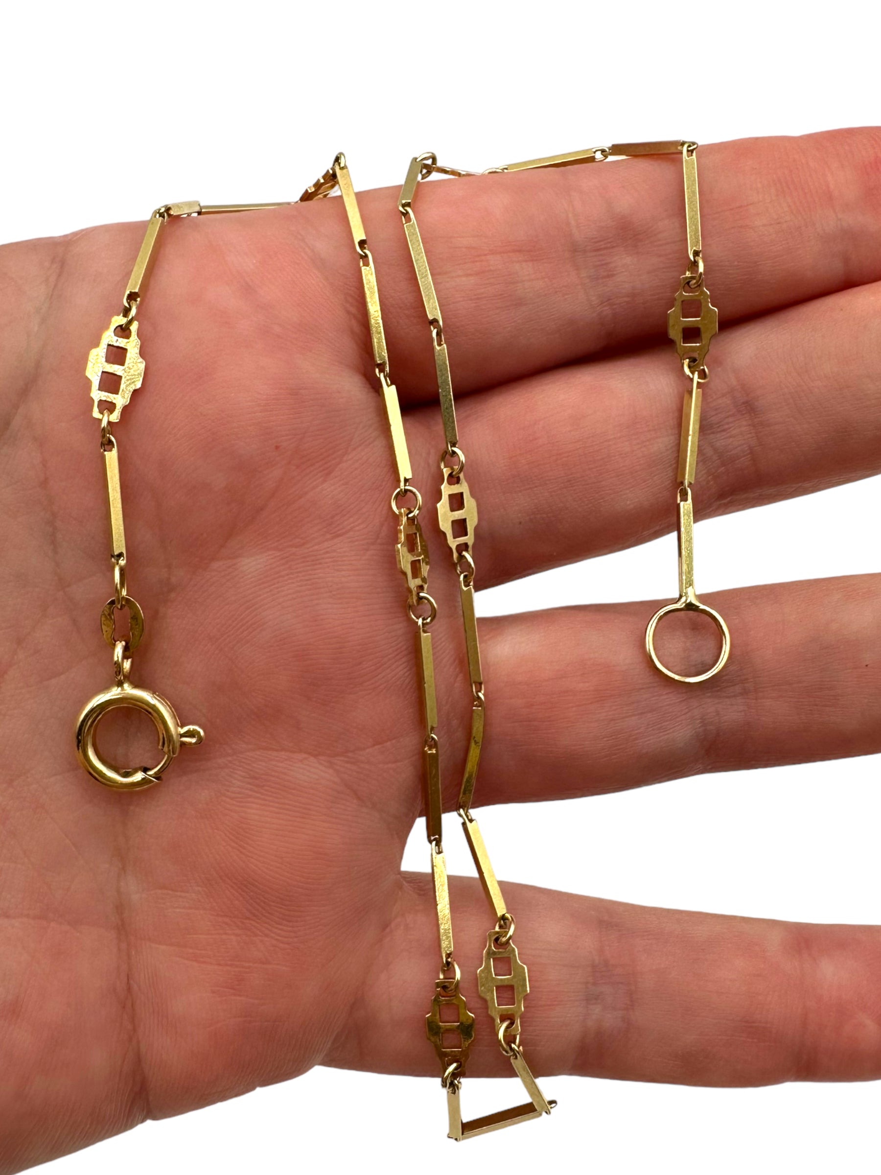 14k Fancy Bar Link Necklace