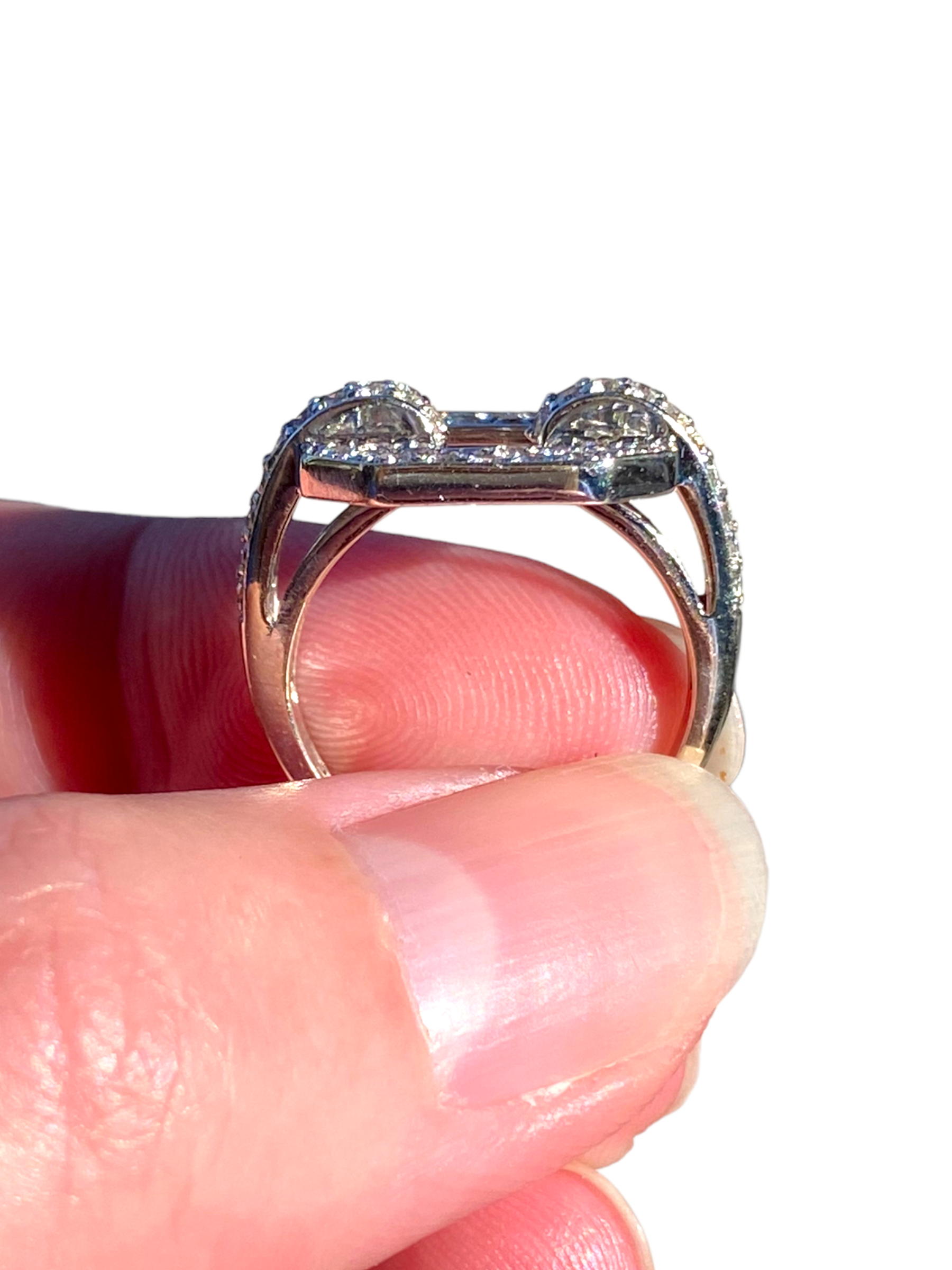 14k Diamond Buckle Ring