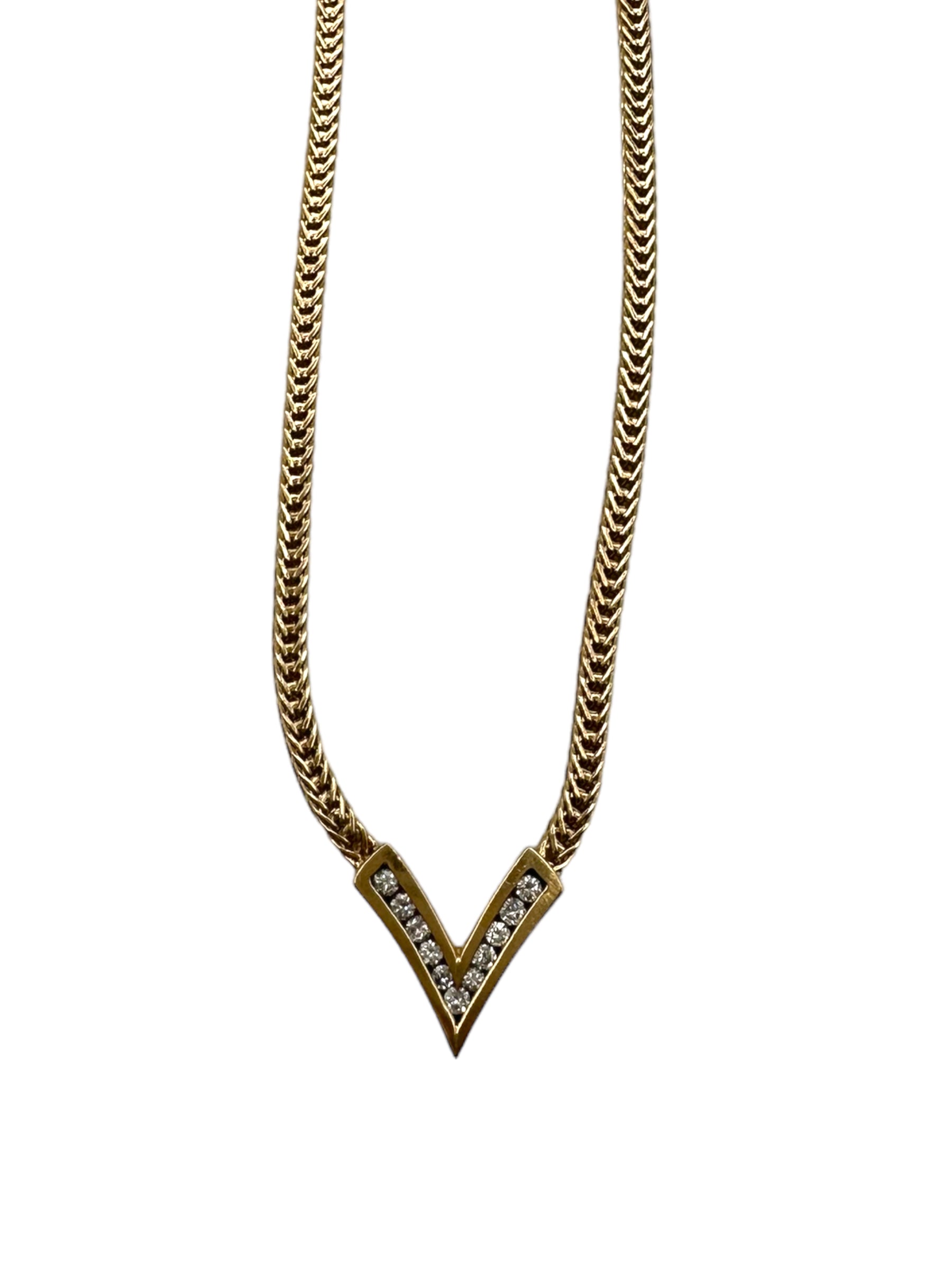 14k Diamond “V” Necklace
