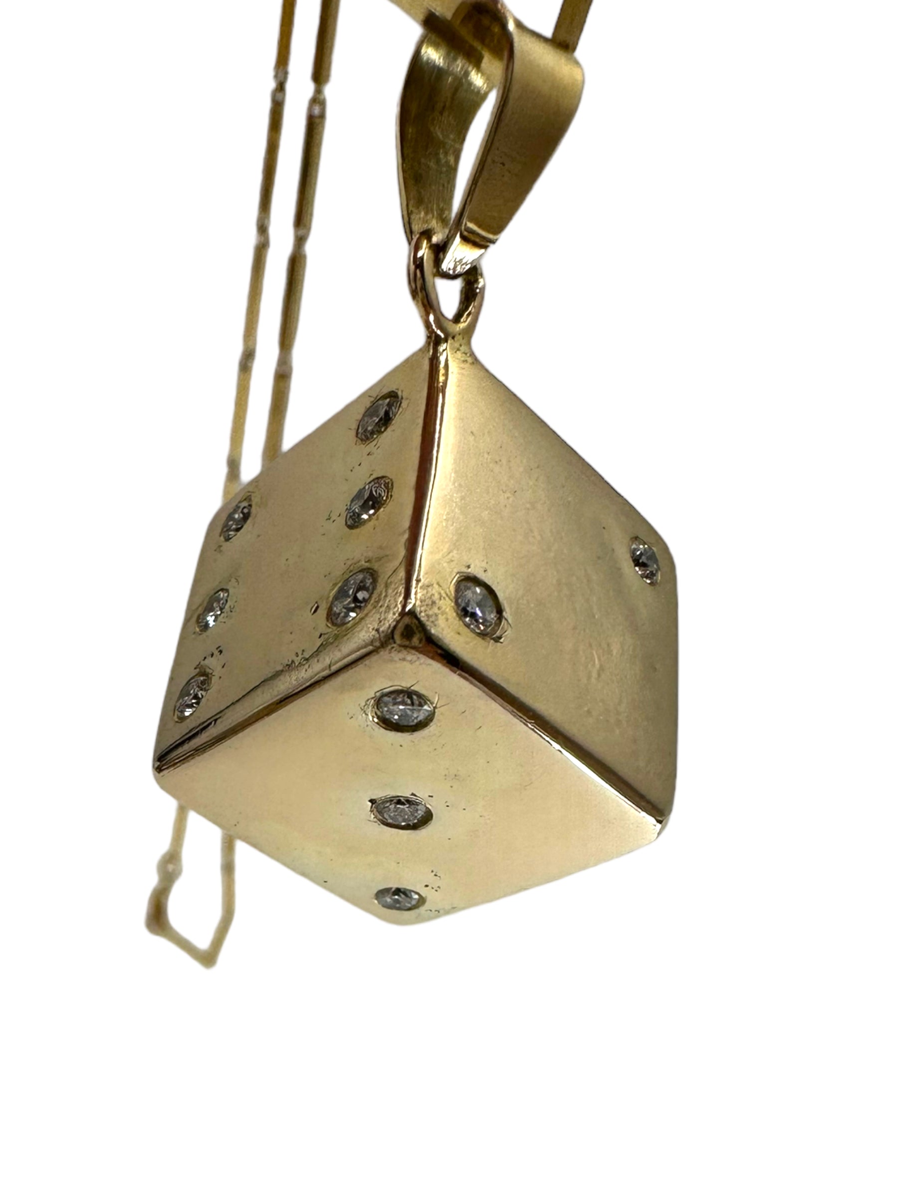 14k Diamond Die Pendant