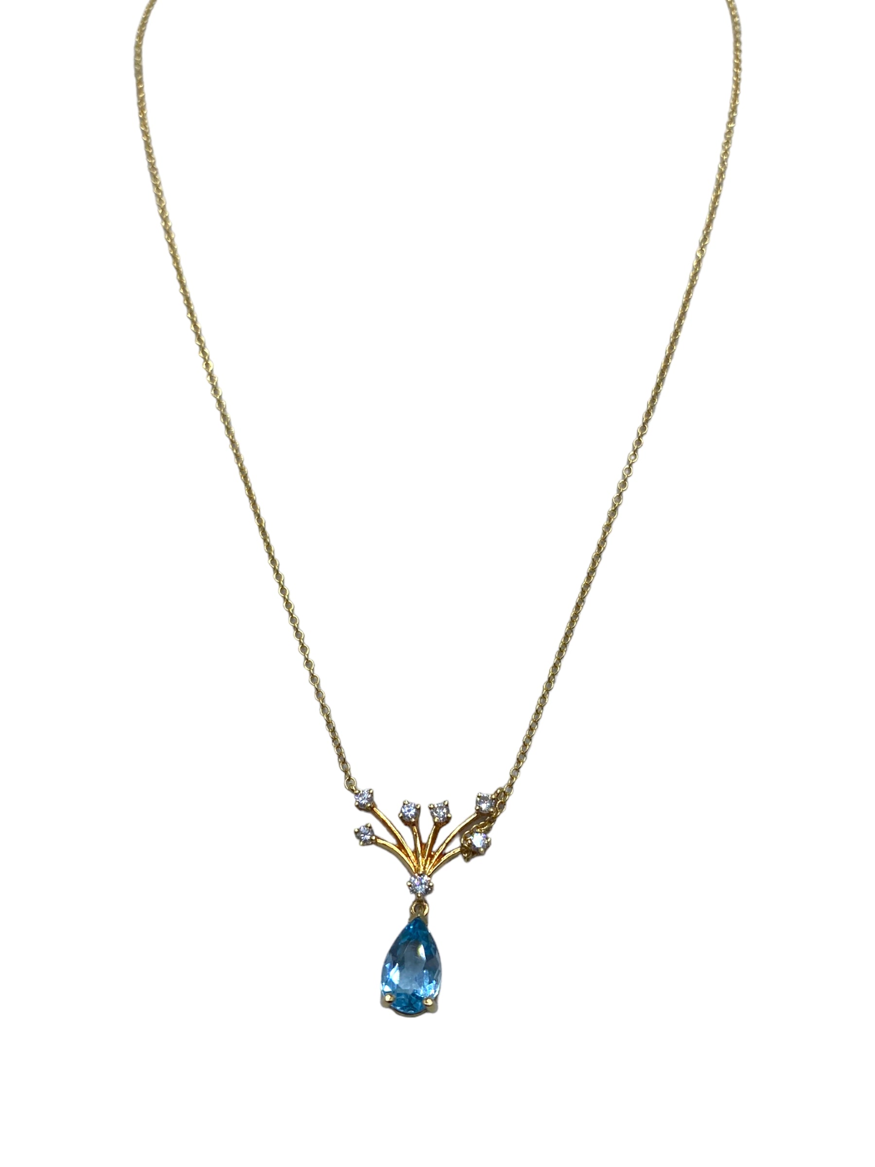 18k Aquamarine Diamond Pendant Necklace
