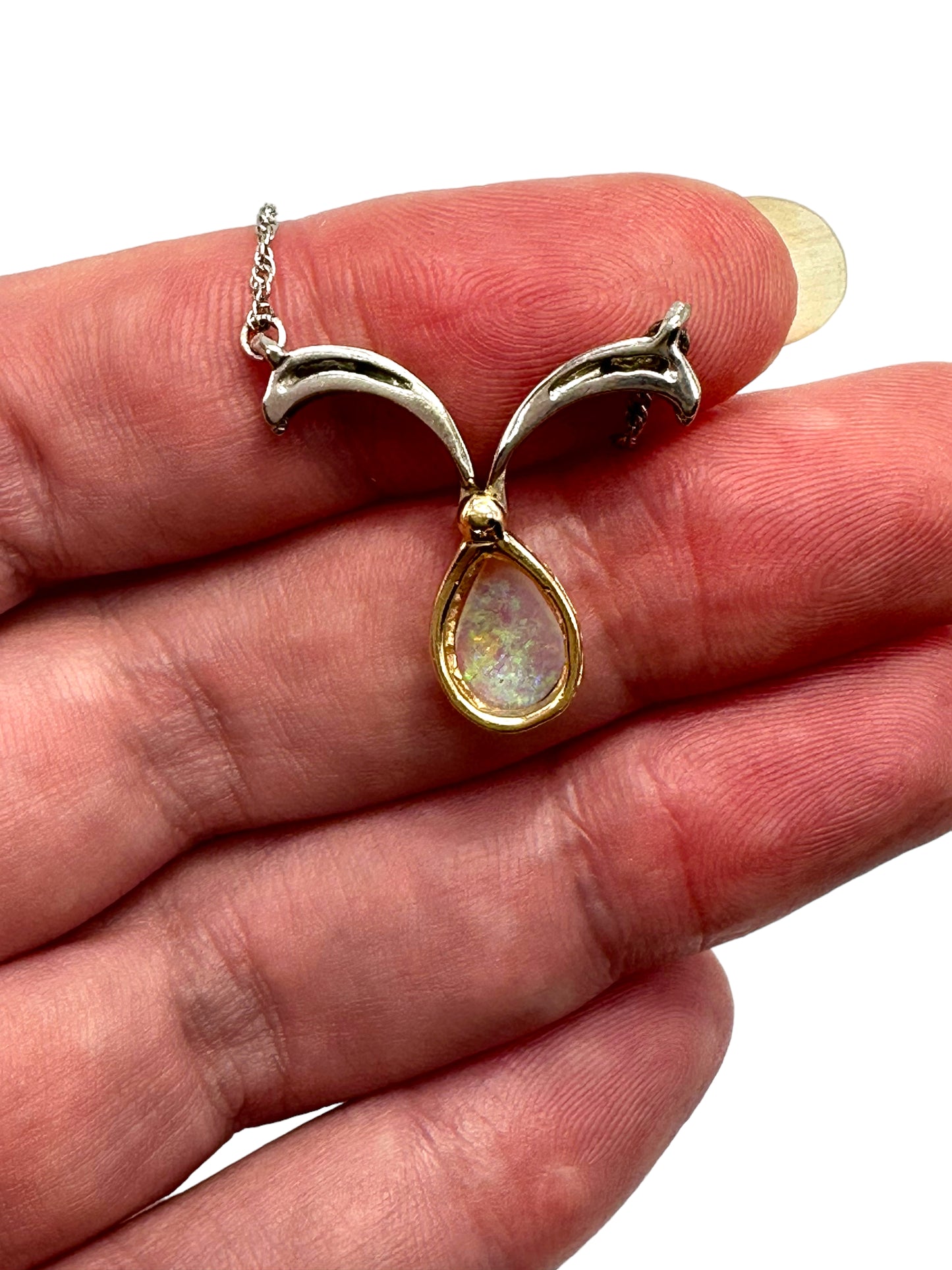 14k Opal Diamond Convertible Pendant Necklace