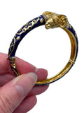 18k Blue Enamel Rams Head Bangle