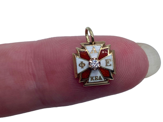 14k Diamond Greek Enamel Pendant