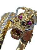 14k Diamond Ruby Dragon Bangle