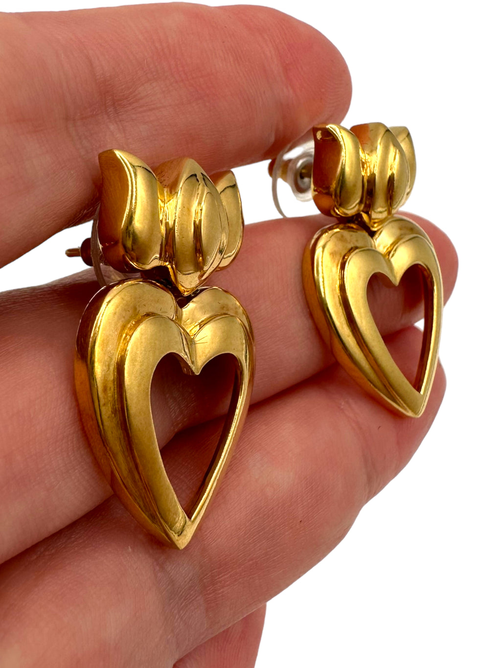18k Heart Lotus Drop Earrings
