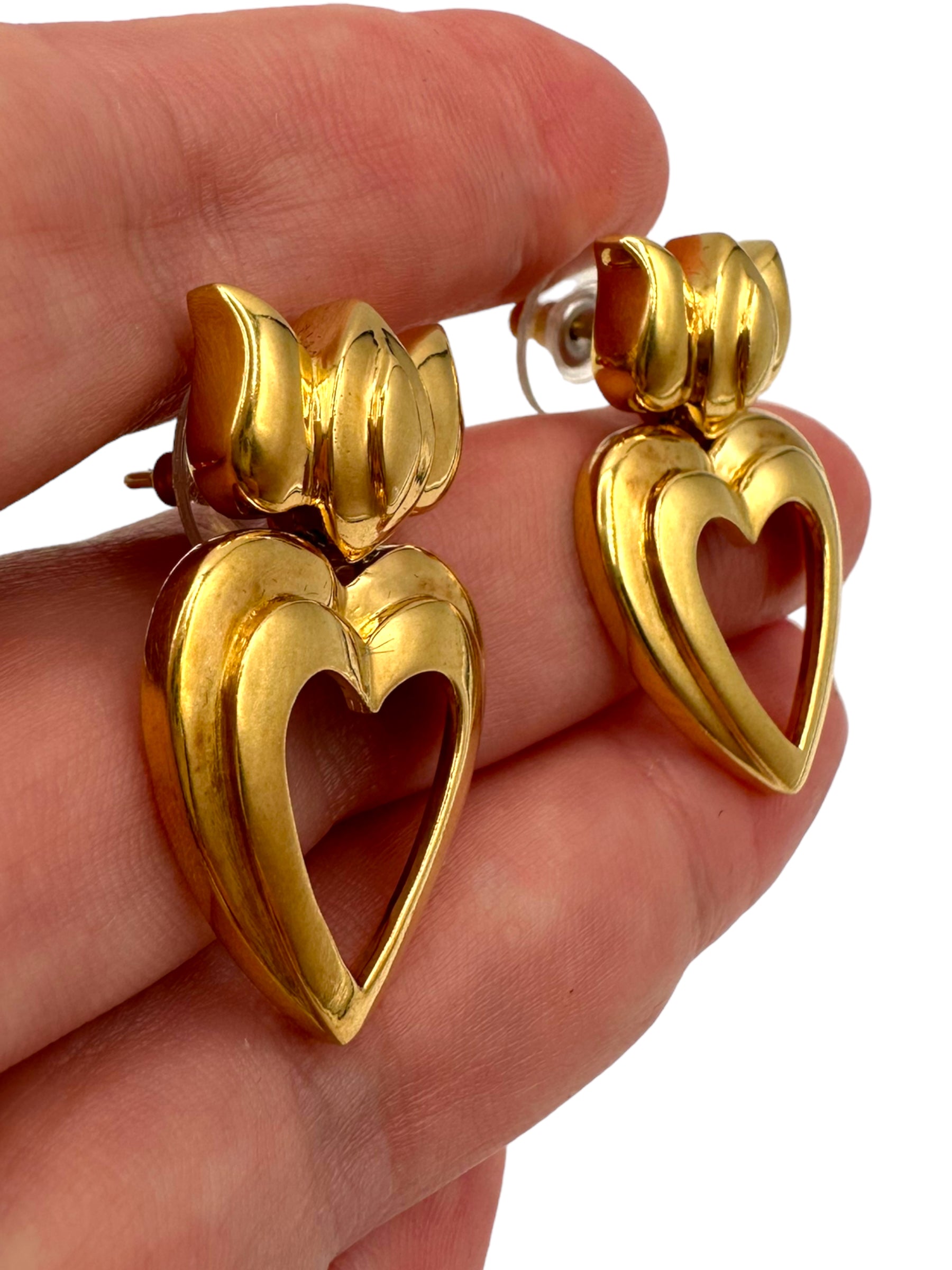 18k Heart Lotus Drop Earrings
