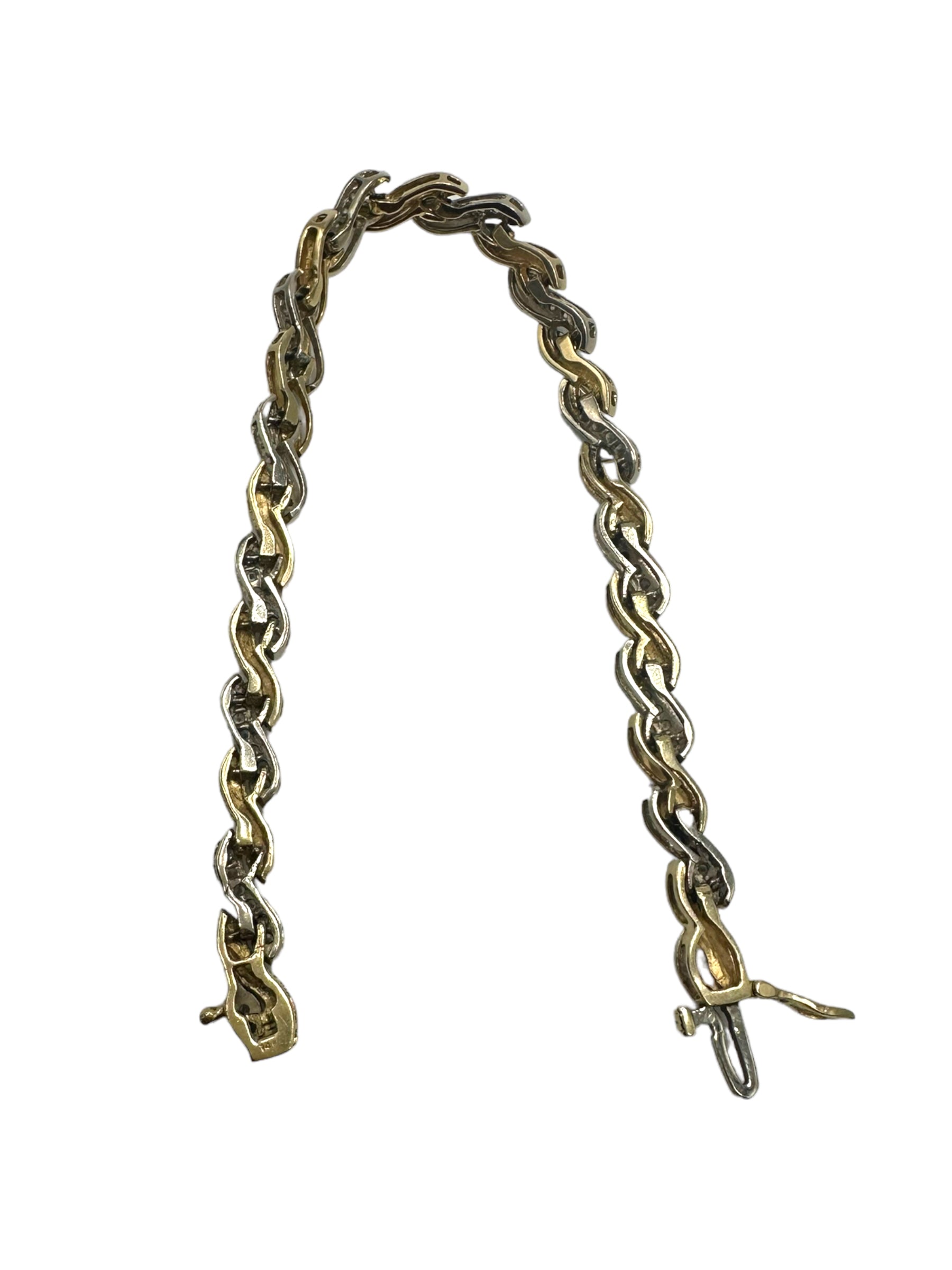 14k Diamond Wavy Link Bracelet