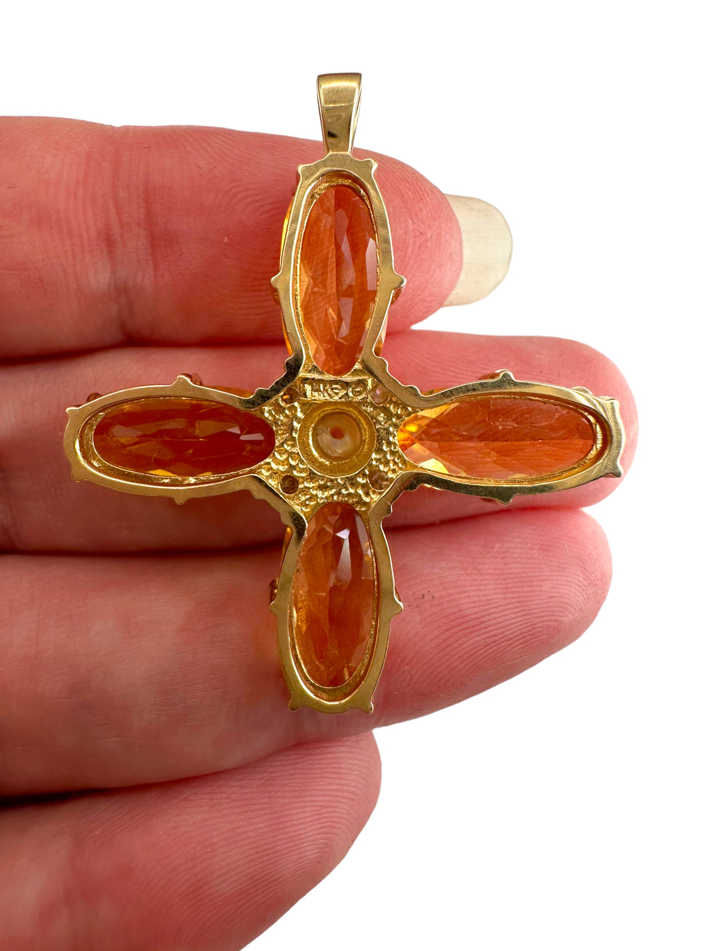 14k Citrine Pearl Diamond Pendant