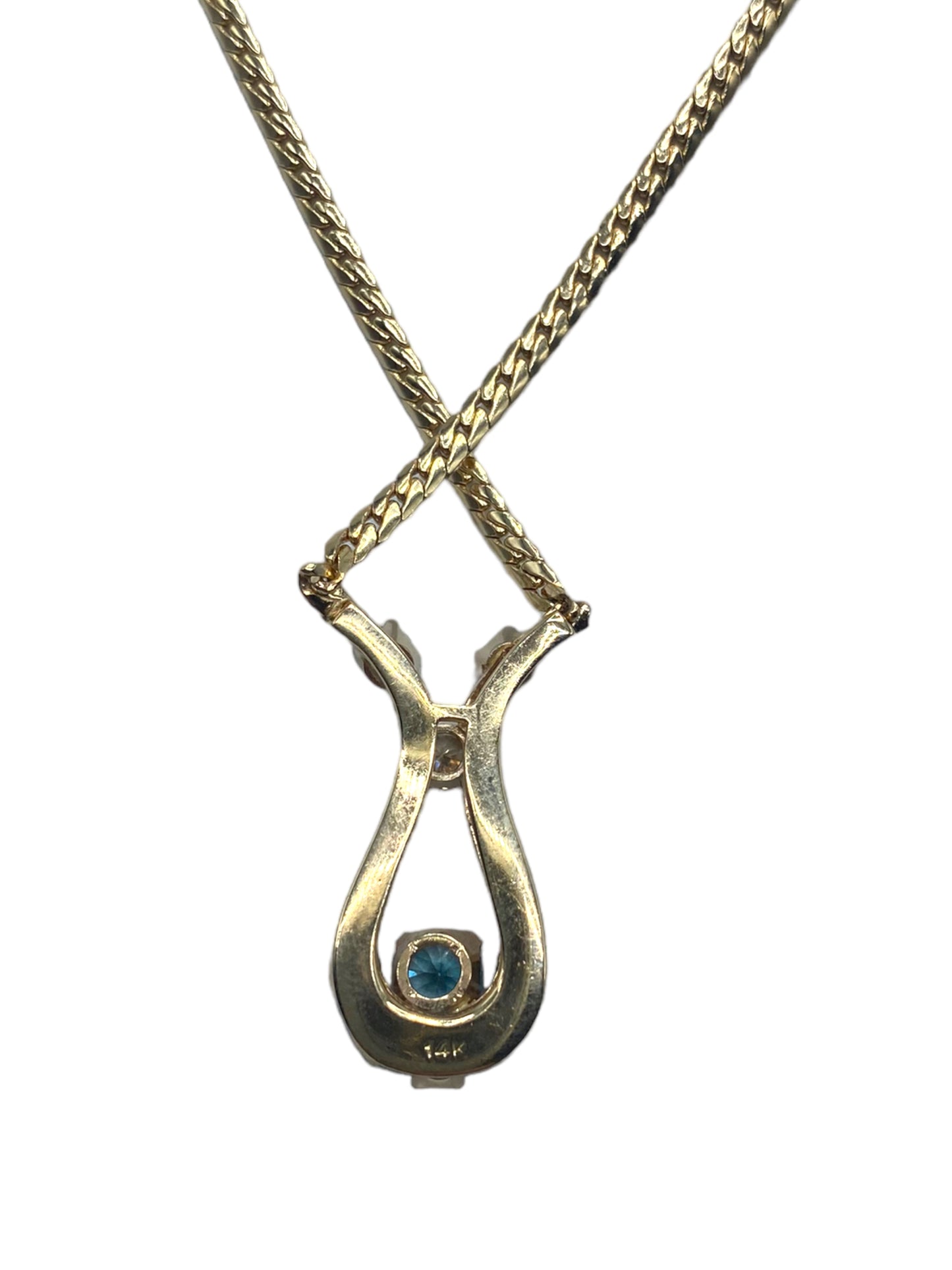 14k Zircon Diamond Opal Necklace