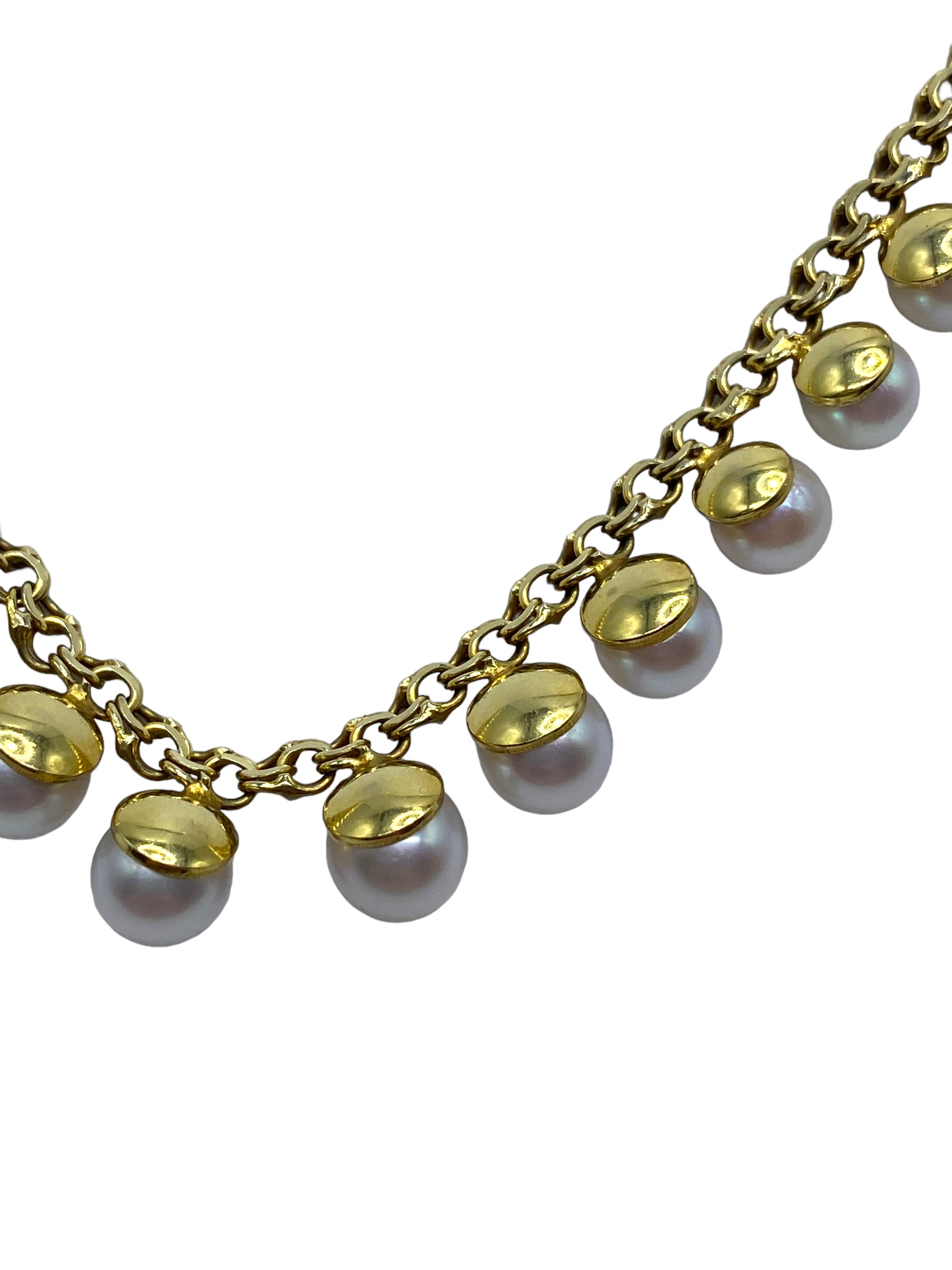 14k Green Gold Pearl Fringe Necklace