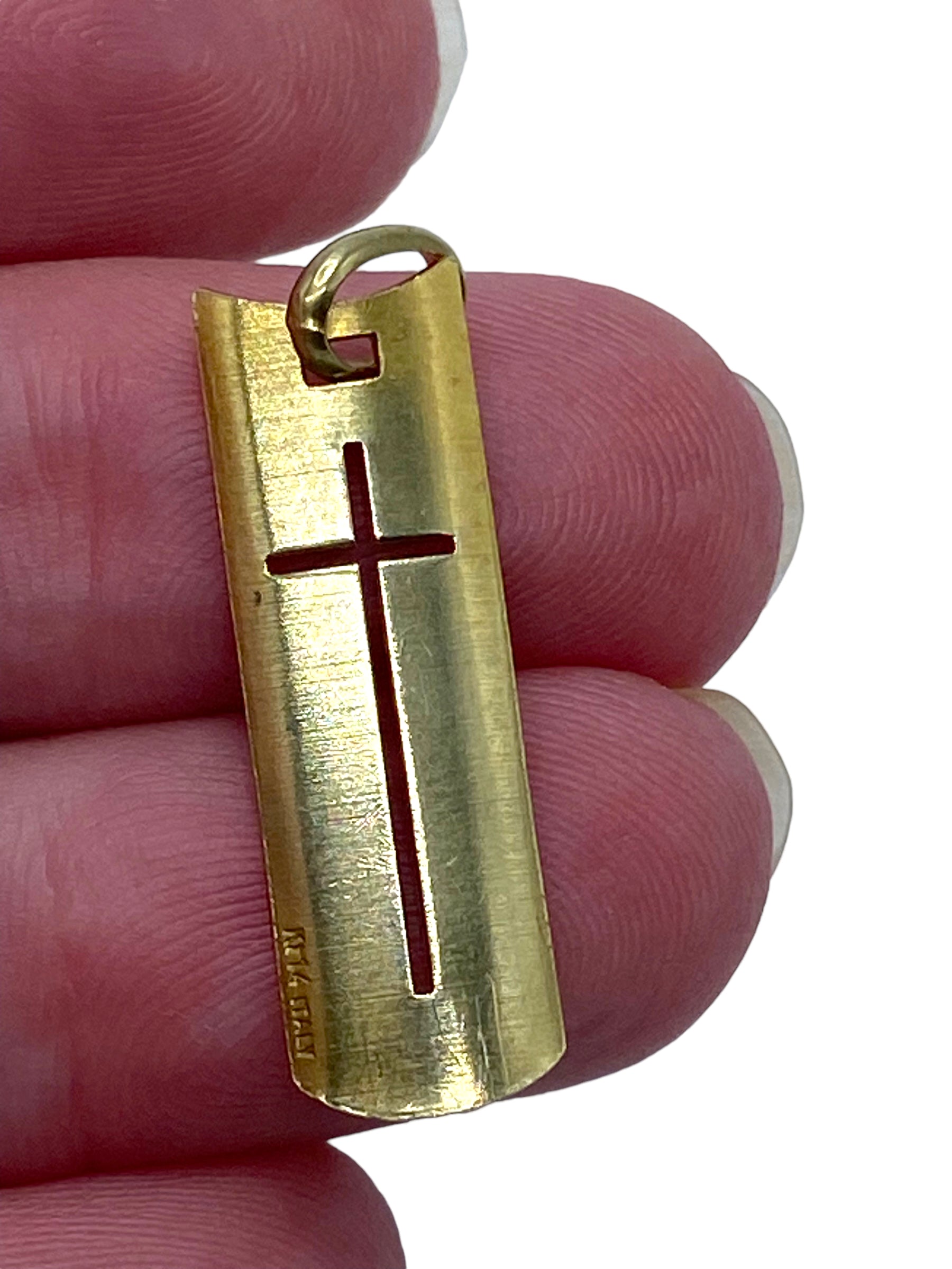 14k Cross Shield Pendant