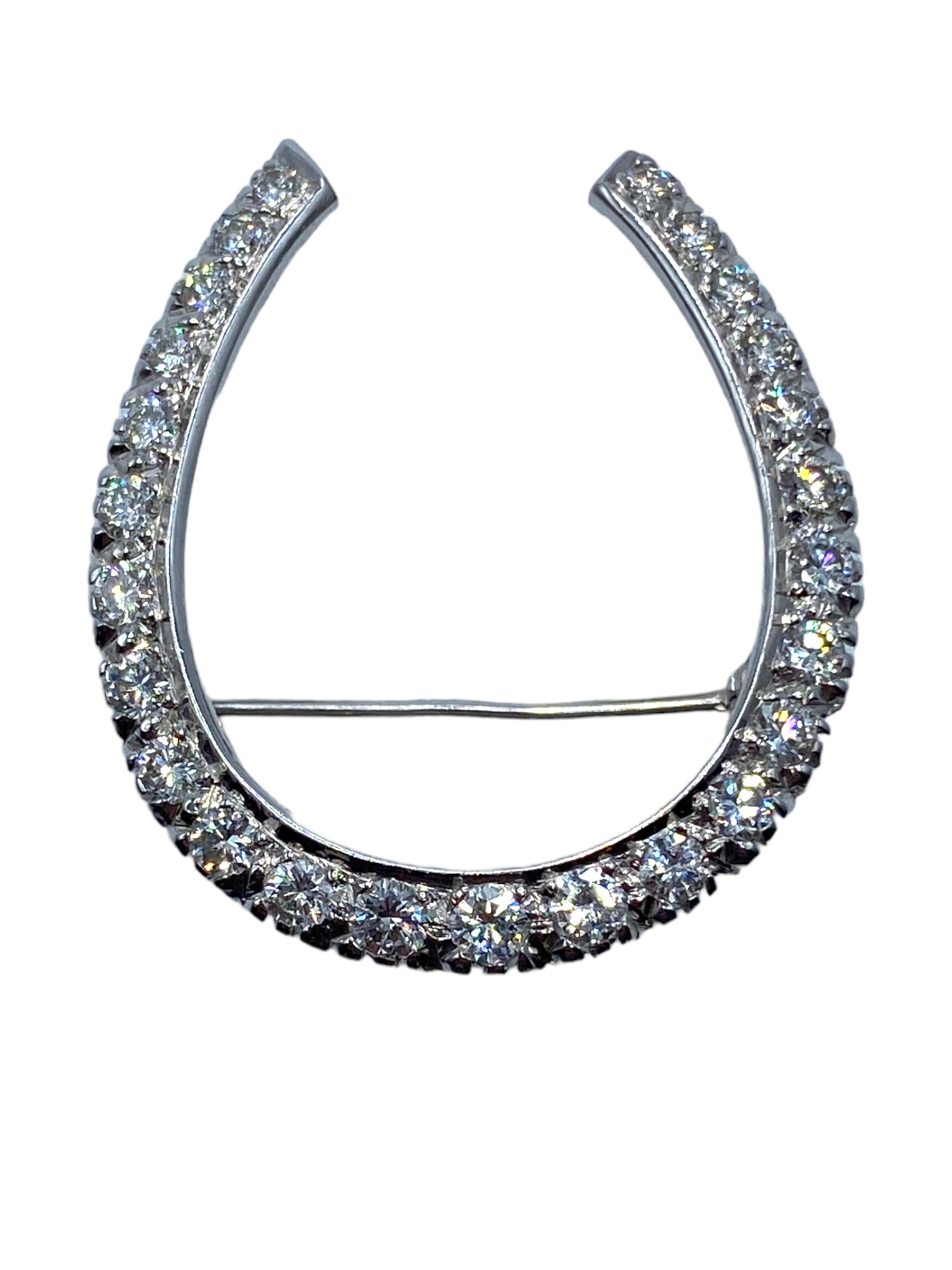18k Diamond Horseshoe Brooch