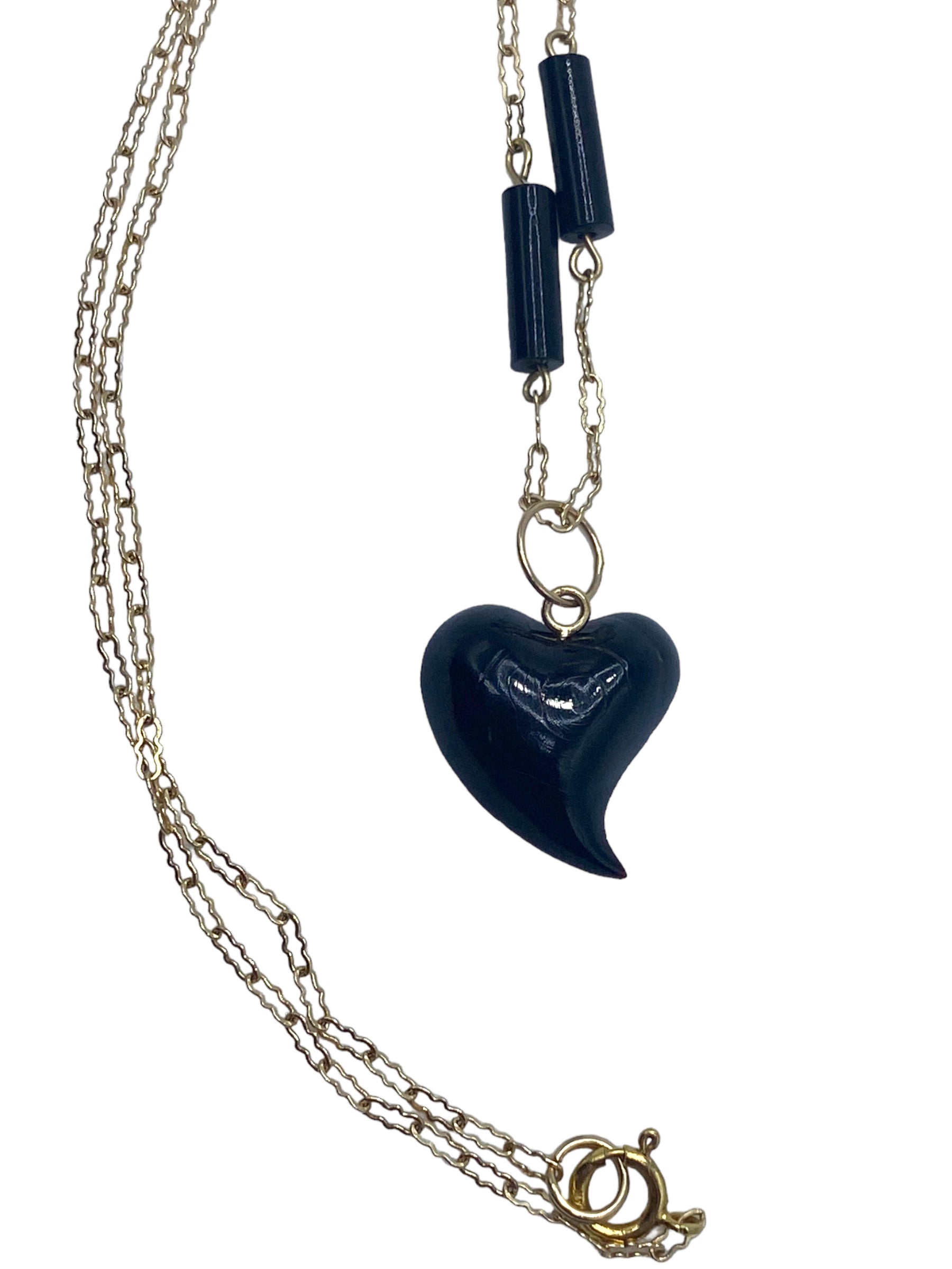 14k Black Coral Heart Necklace