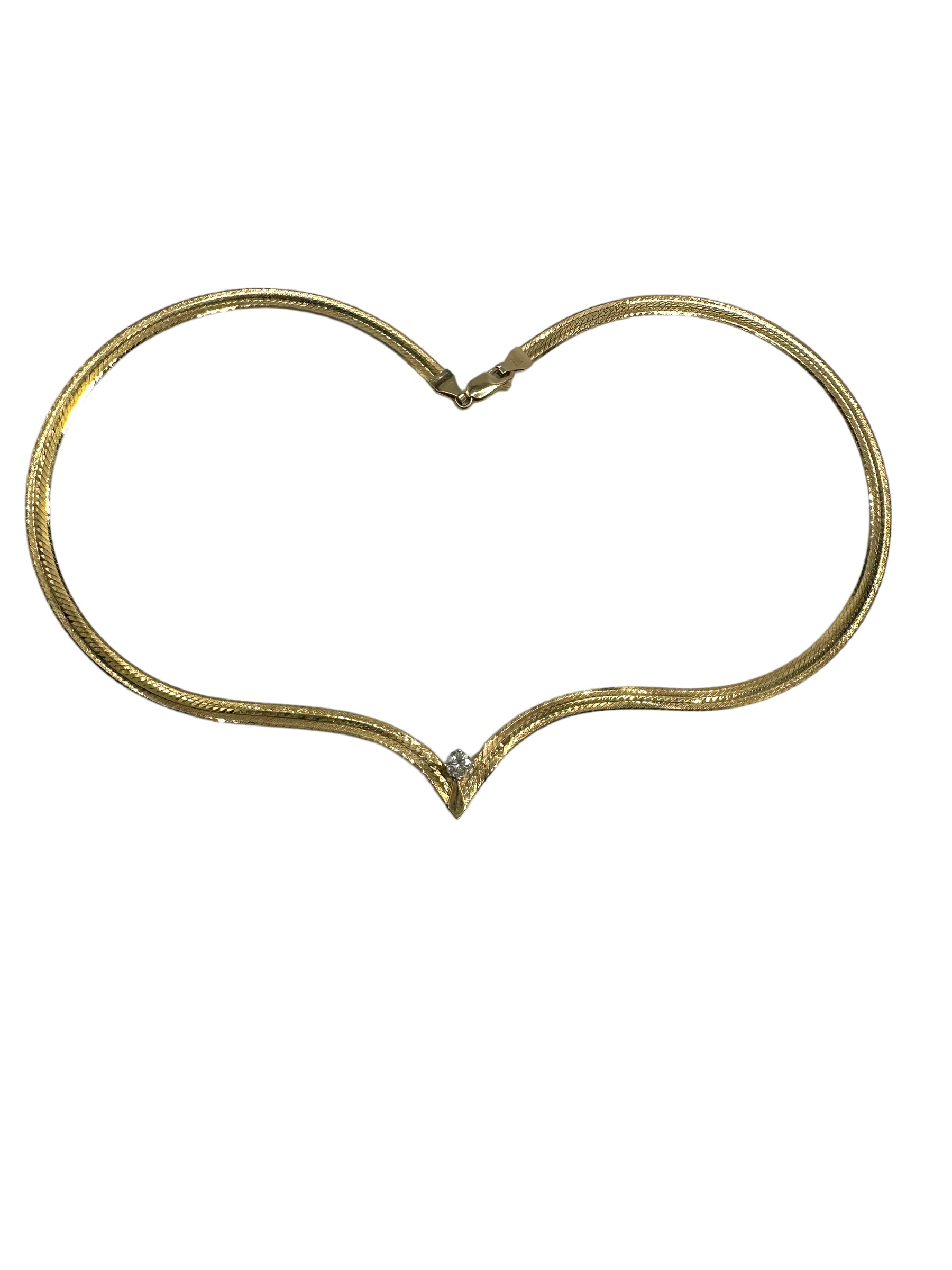 14k Chevron Diamond Necklace