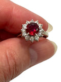 18k Ruby Diamond Halo Ring