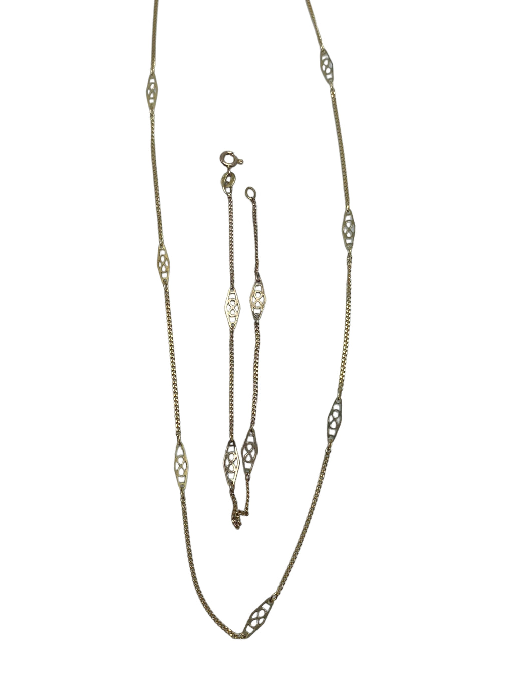 14k Fancy Link Necklace and Bracelet Set