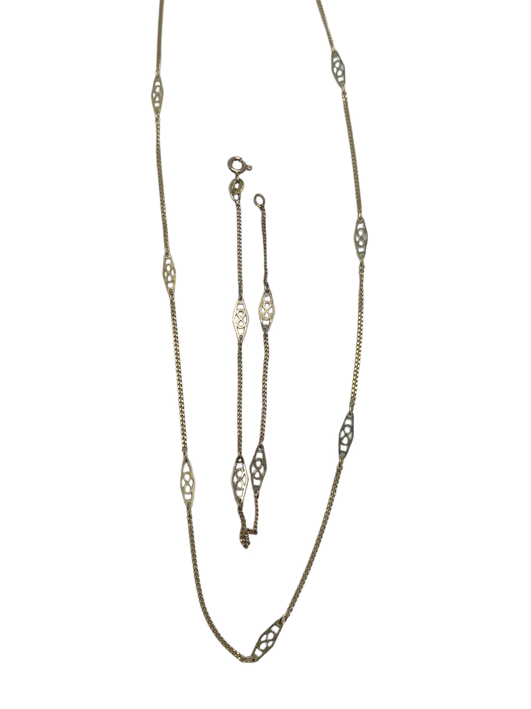 14k Fancy Link Necklace and Bracelet Set