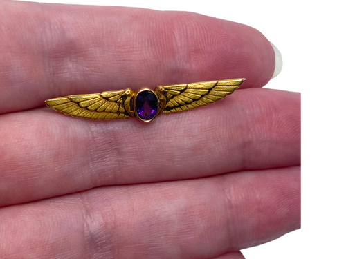 10k Amethyst Egyptian Revival Pin