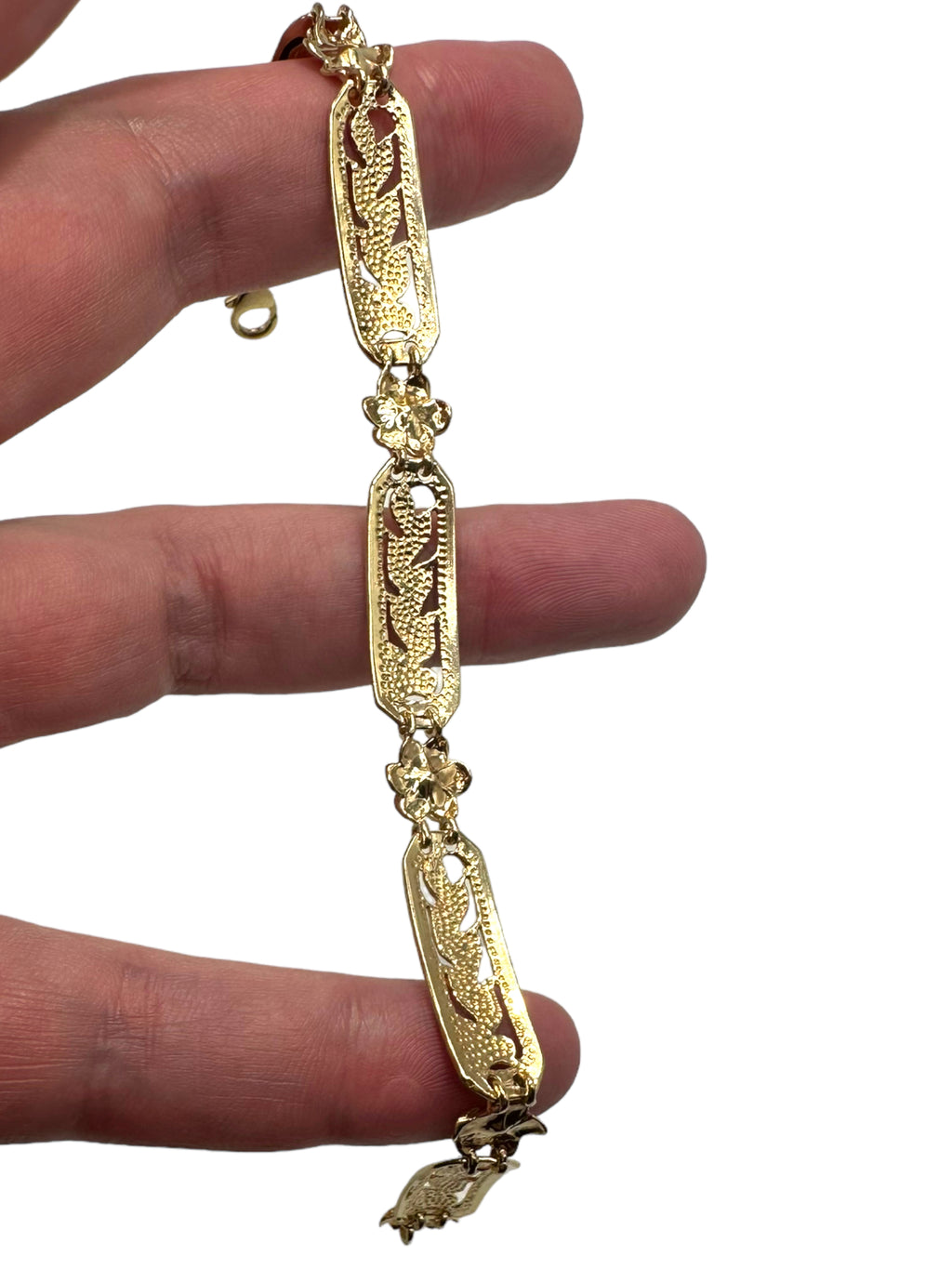 14k Plumeria Enamel Bracelet