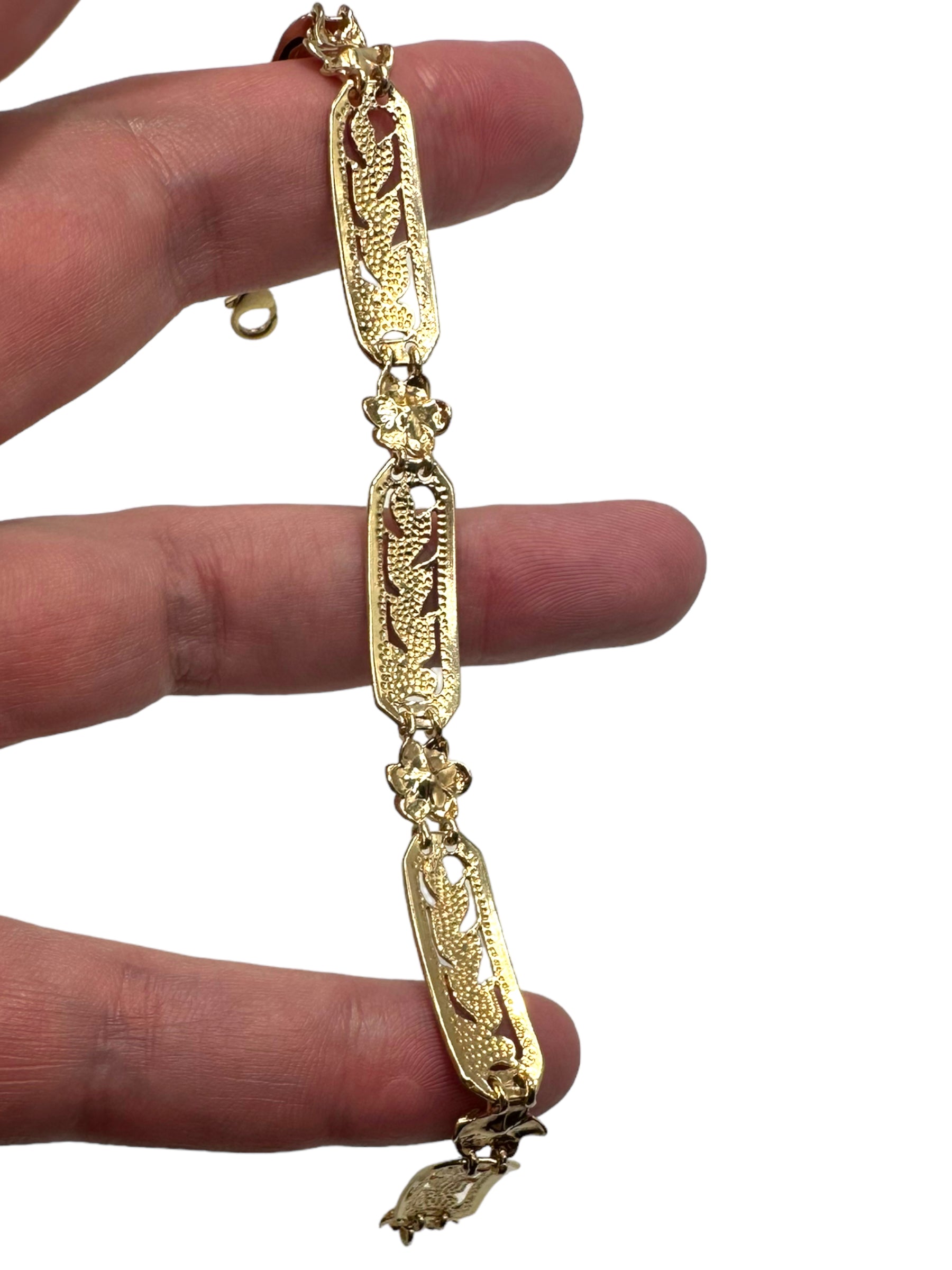 14k Plumeria Enamel Bracelet
