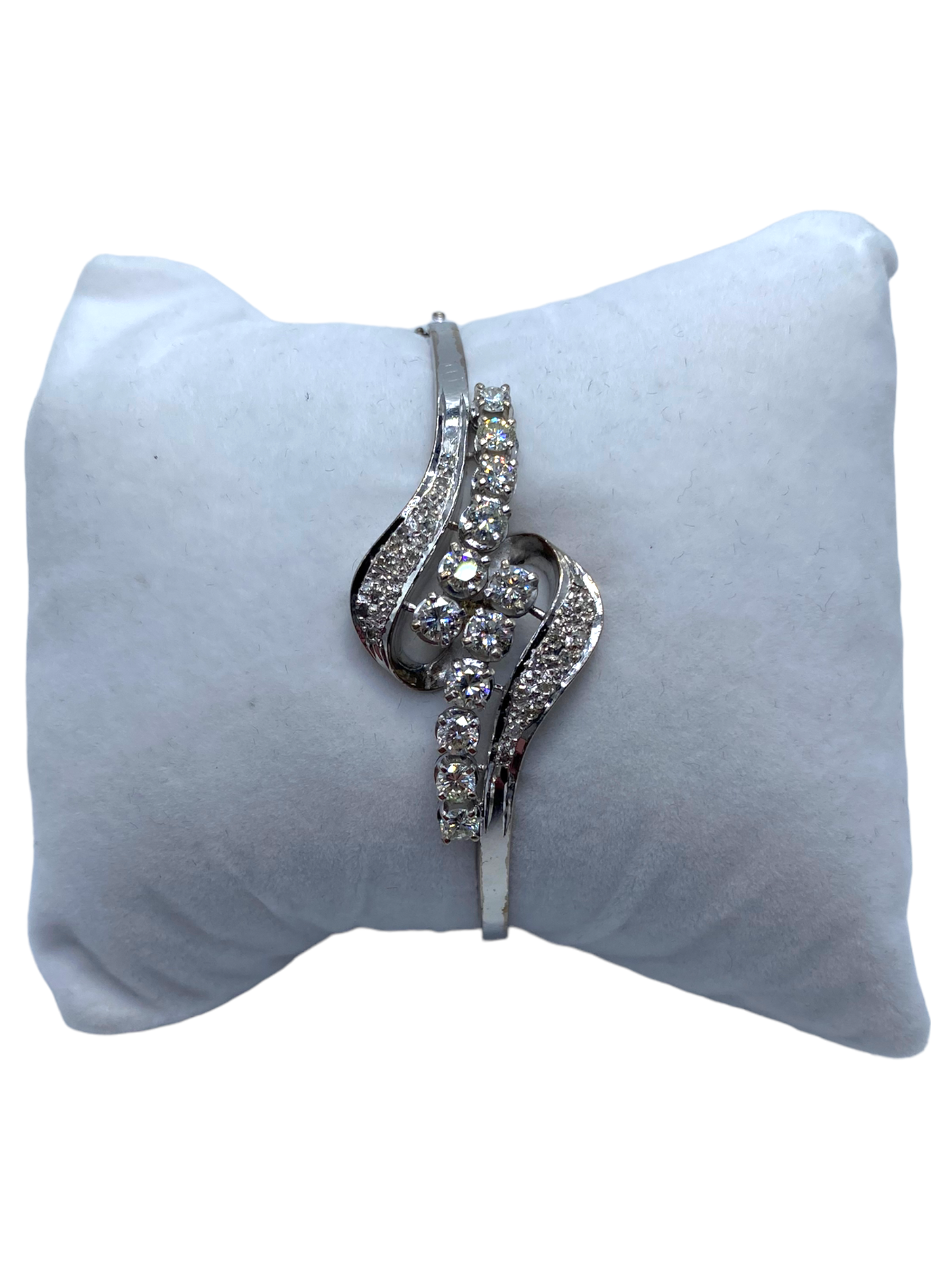 Silver Palladium Diamond Bangle Bracelet