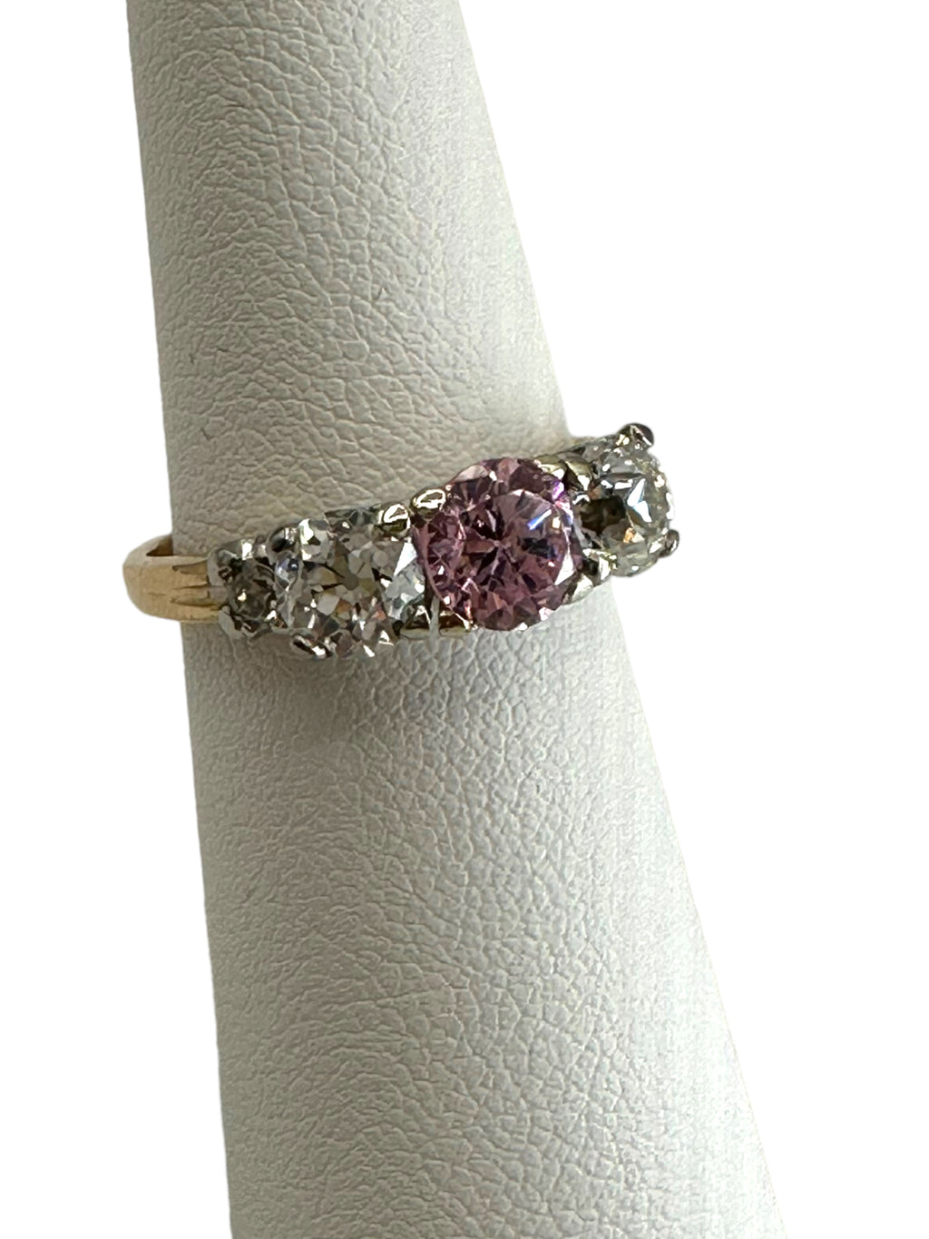 14k Diamond Pink Zircon Ring