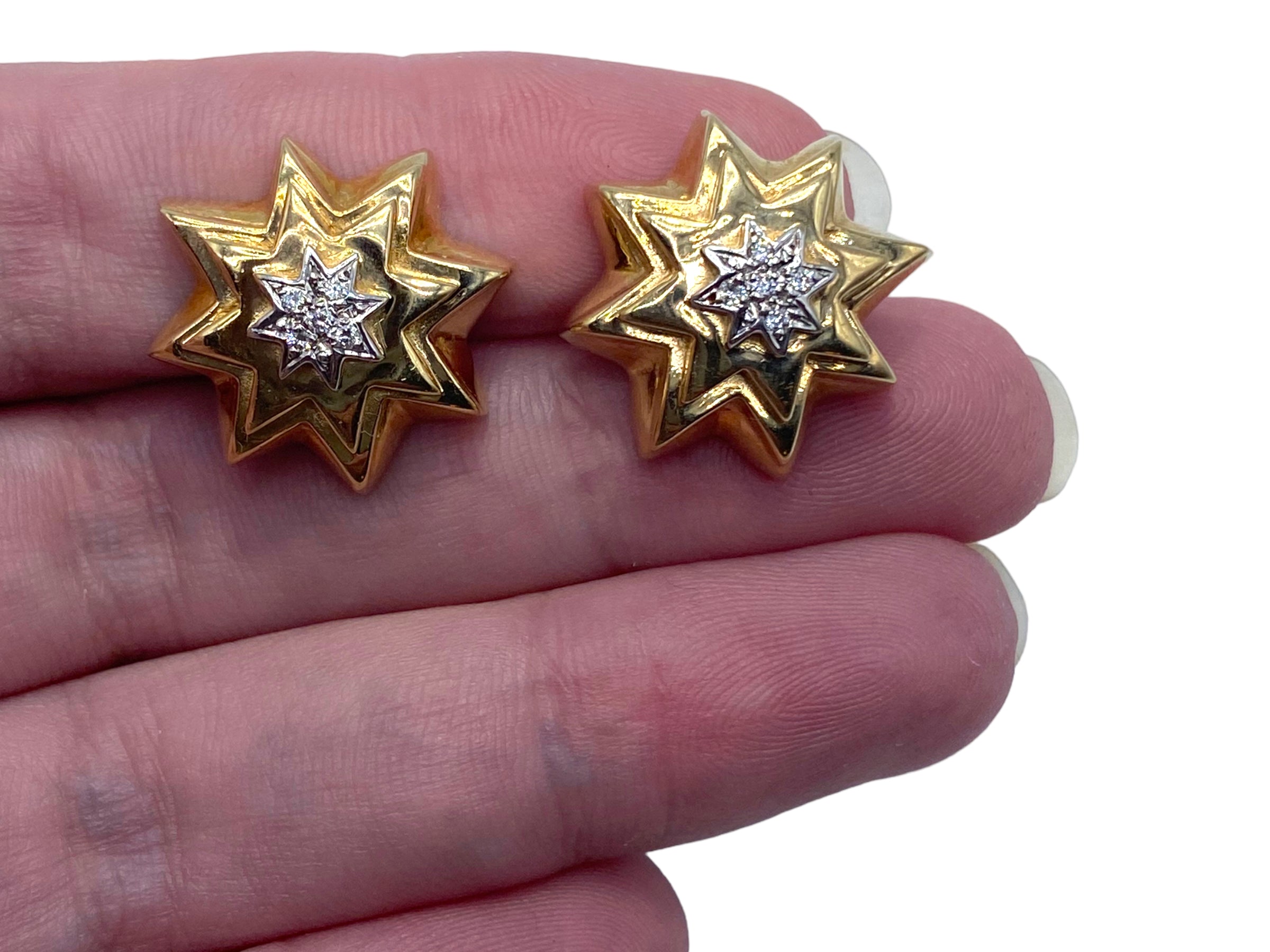 14k Star Diamond Earrings
