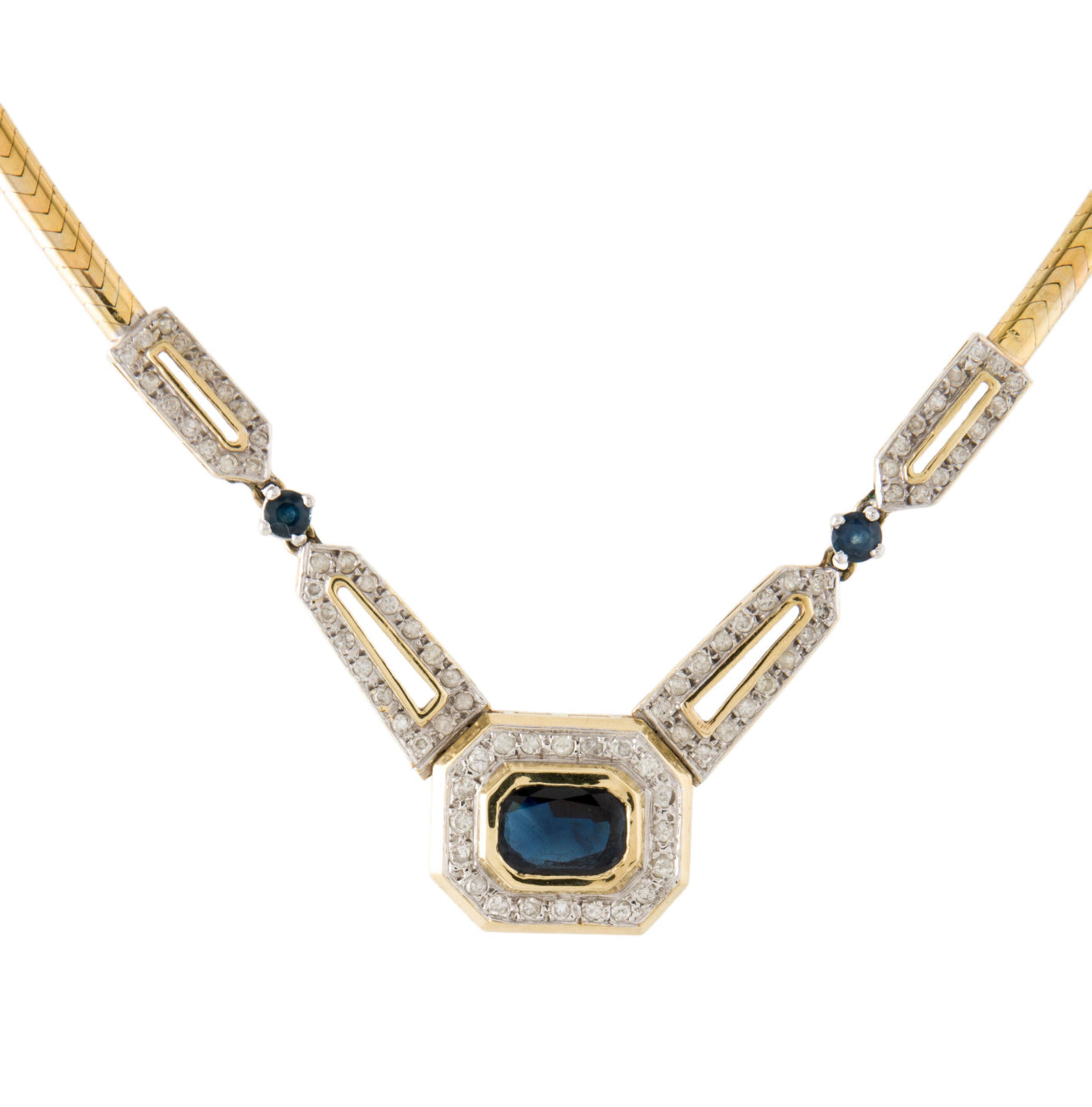 14k Sapphire Diamond Necklace